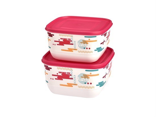 Iml Desenli Trendy Kare Renkli Gıda Kabı 2 Pc Set (1,9 L + 2 - 31691