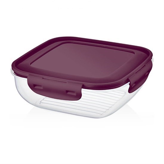 Cook&Lock Renkli Kapak Kare Sığ Saklama Kabı 1800 Ml-12210