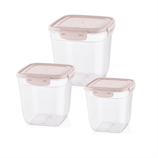 Cook&Lock Renkli Kapak Kare Derin Saklama Kabı 3lü Set (1100+1950+3250 Ml)-12216