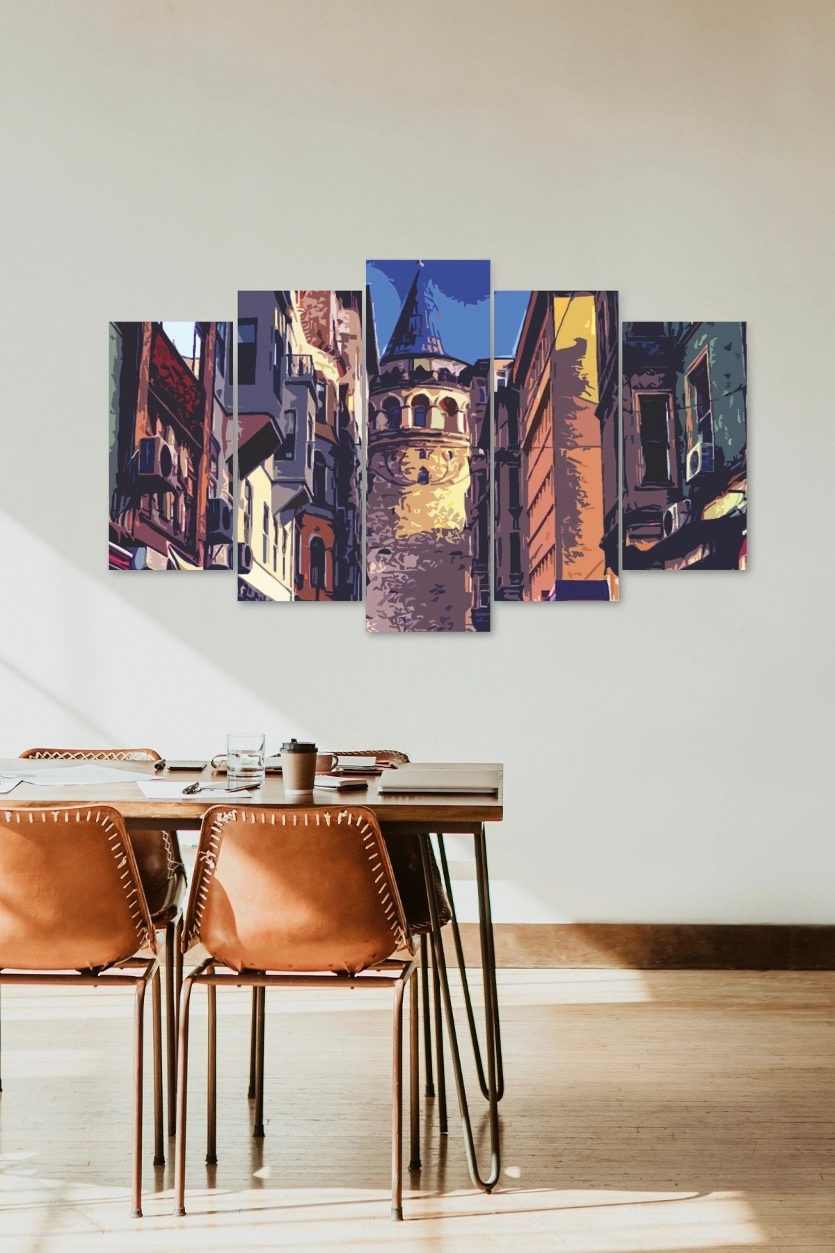 Şehir Manzarası 5 Parçalı Mdf Tablo 60 x 100