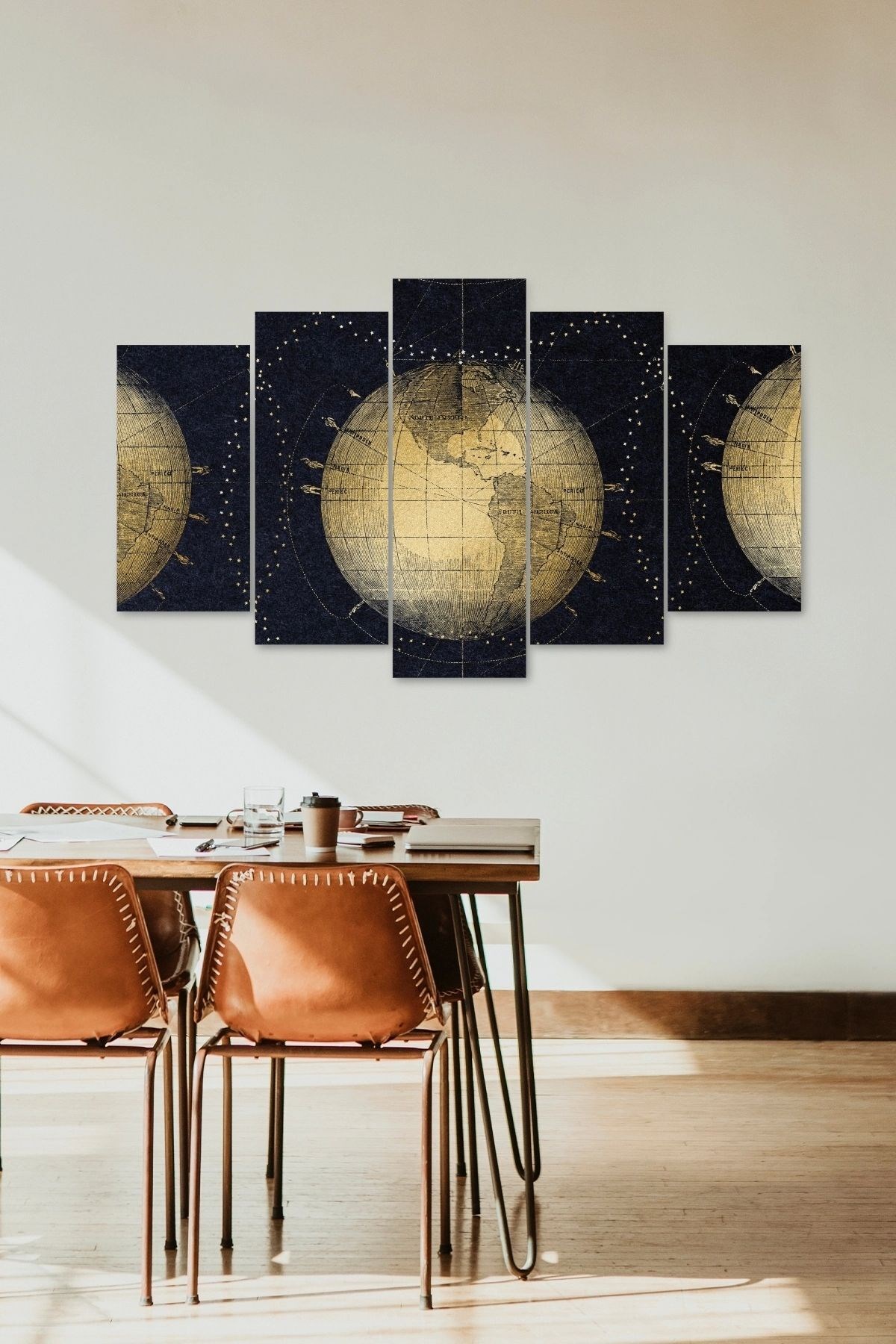 Dünya Manzarası 5 Parçalı Mdf Tablo 60 x 100