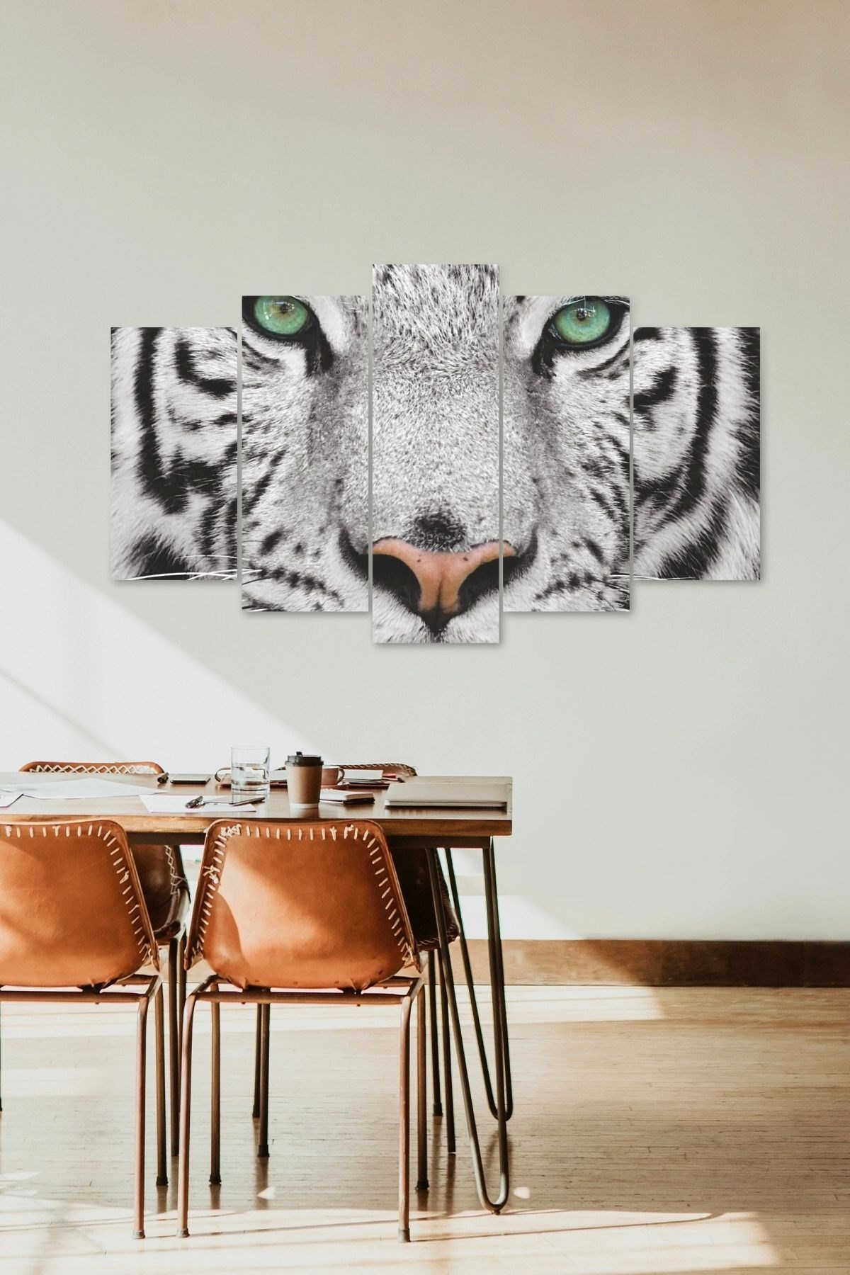 Kaplan Bakışı Manzara 5 Parçalı Mdf Tablo 60 x 100