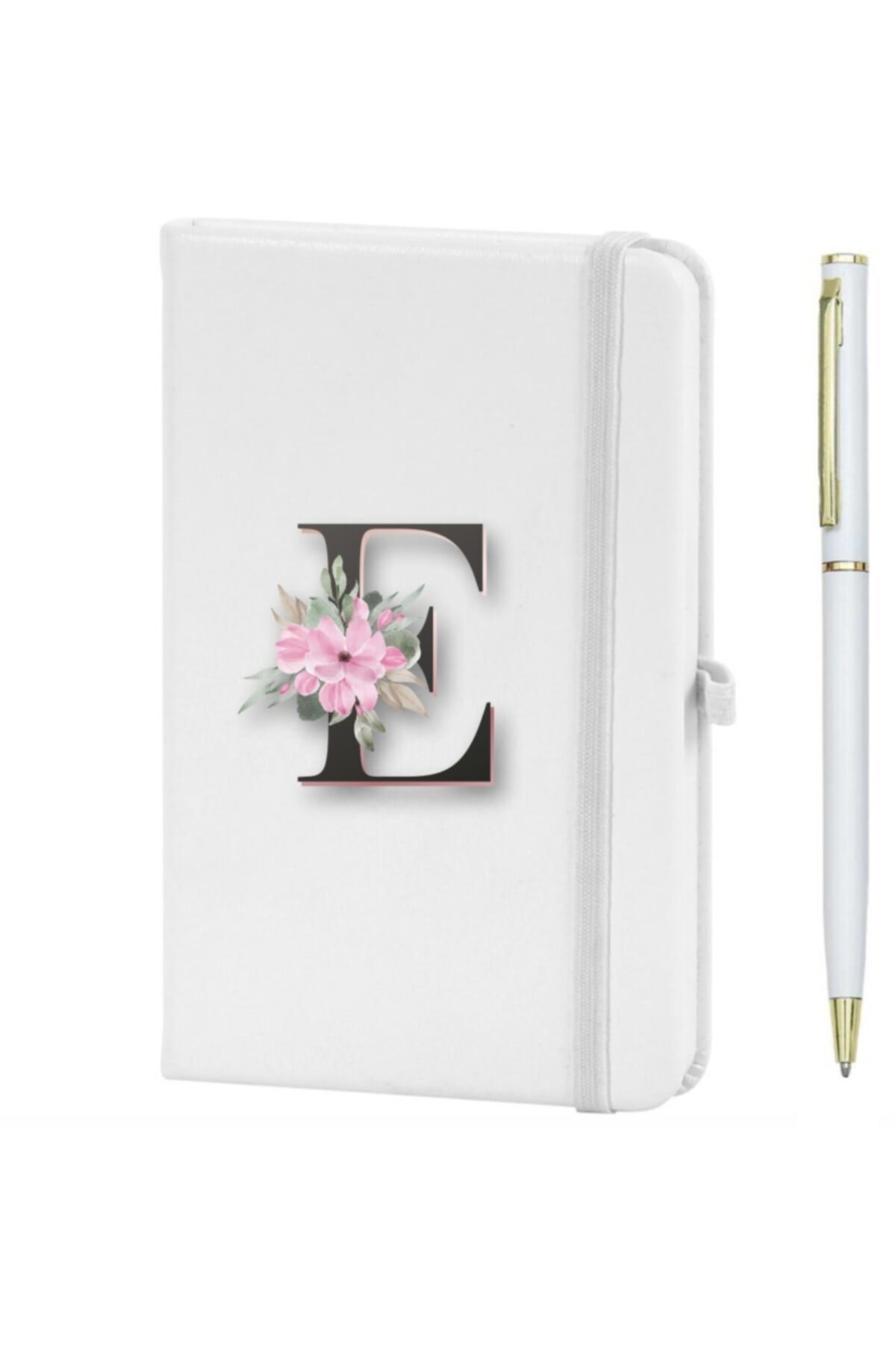 E Harfi Çiçek Desen Baskılı Defter