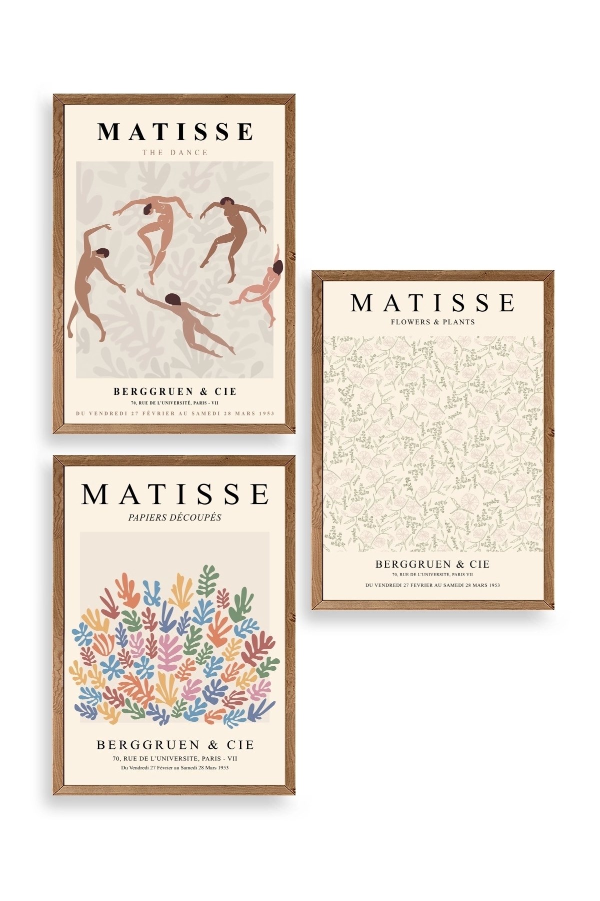 Matisse Üçlü Ahşap Çerçeveli Tablo 40 x 60