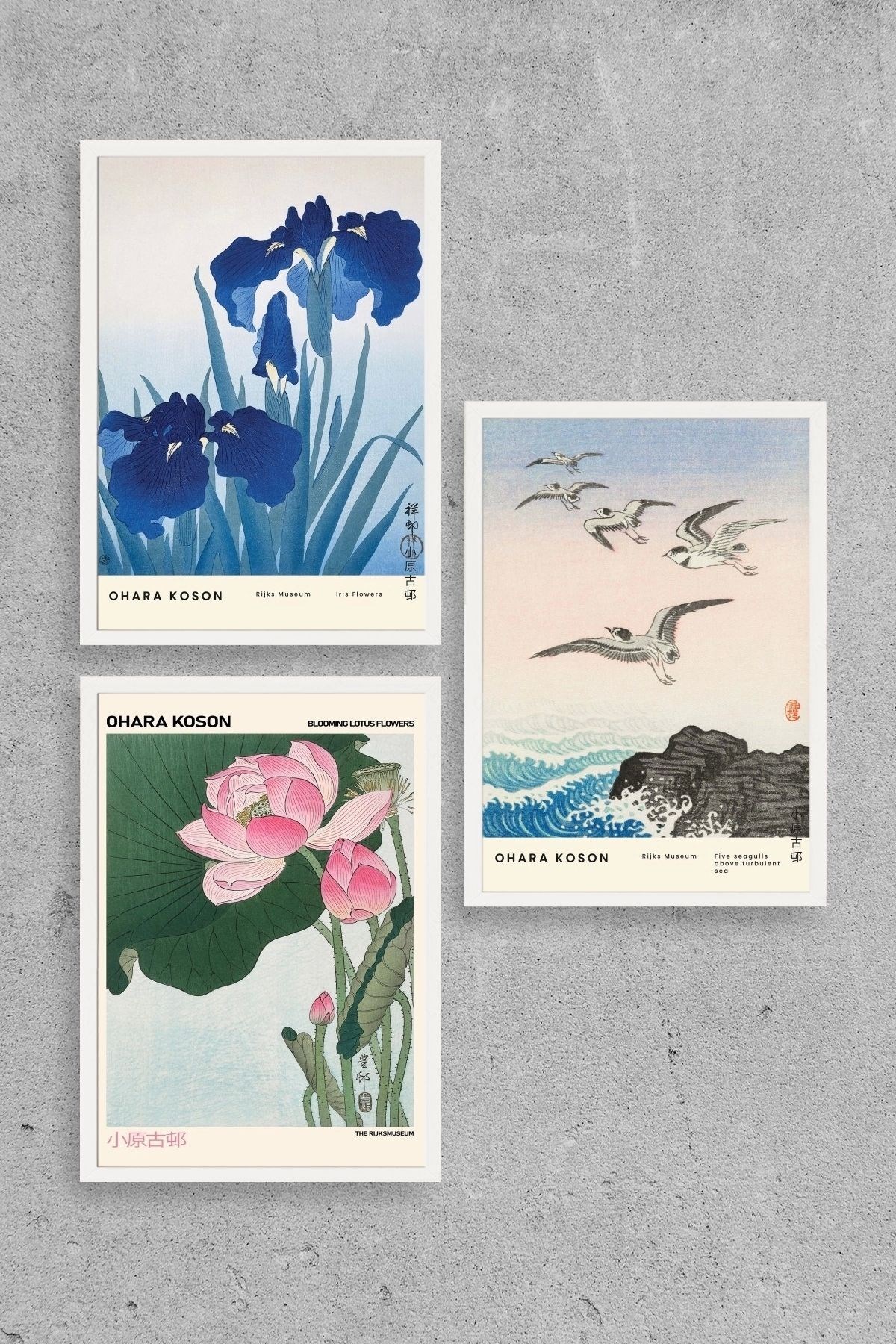 Vazodaki Çiçekler Üçlü Ahşap Çerçeveli Tablo 50 x 70