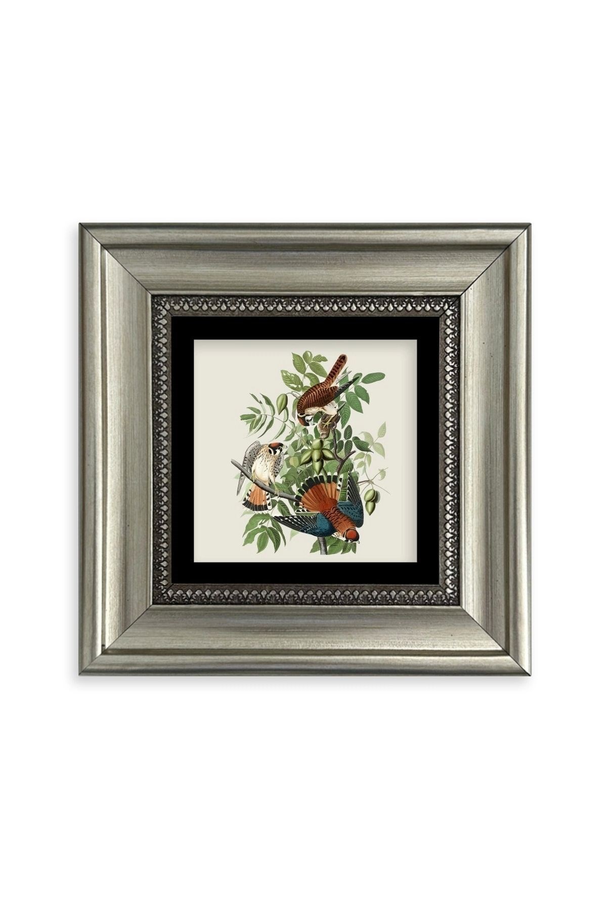 Kuş ve Yapraklar Çerçeveli Taş Tablo 20 cm