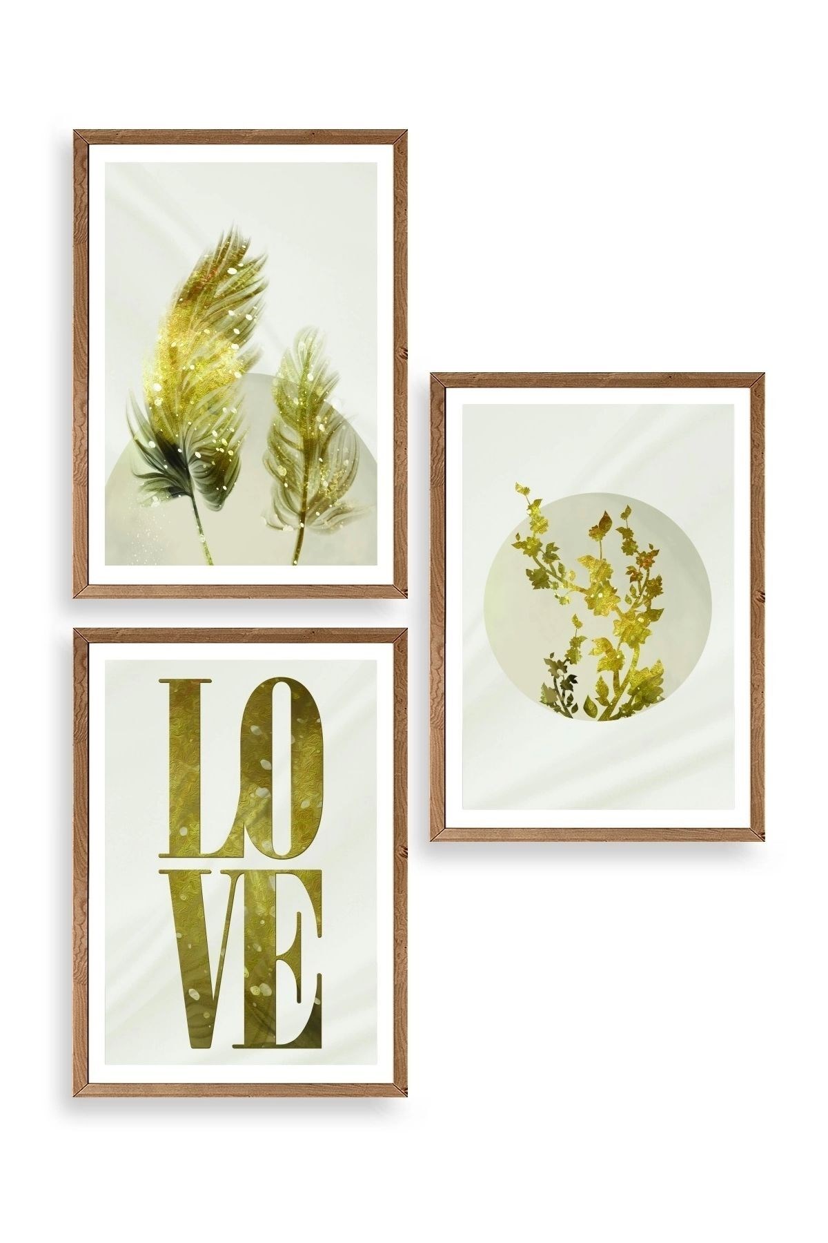 Manzara Üçlü Ahşap Çerçeveli Tablo 30 x 42