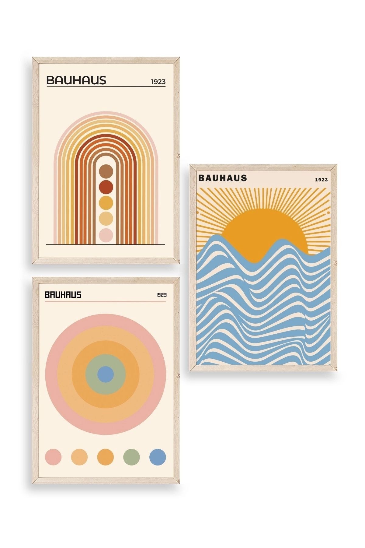 Bauhaus Üçlü Ahşap Çerçeveli Tablo 50 x 70