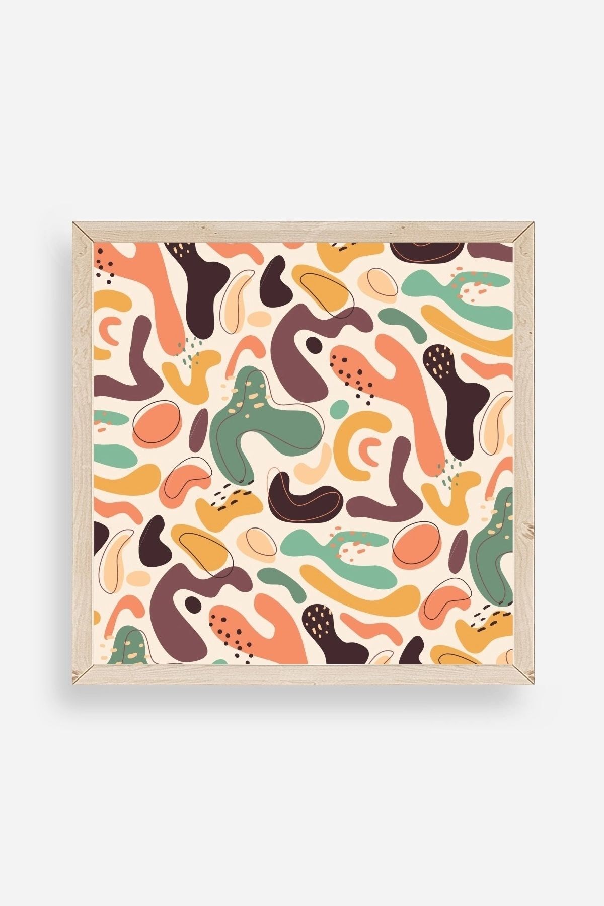 Soyut Ahşap Çerçeveli Tablo 50 x 50