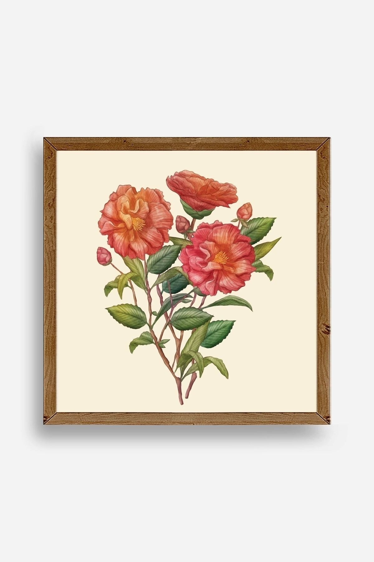 Çiçek Ahşap Çerçeveli Tablo 50 x 50