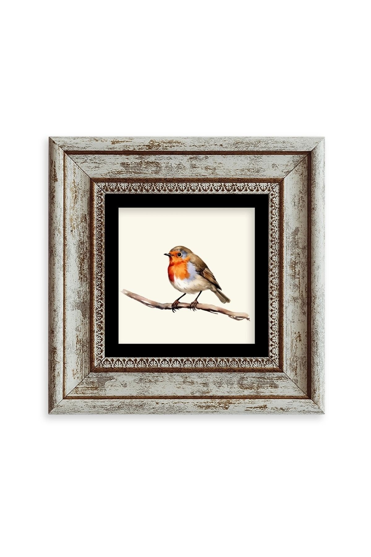 Tombul Kuş Çerçeveli Taş Tablo 20 cm