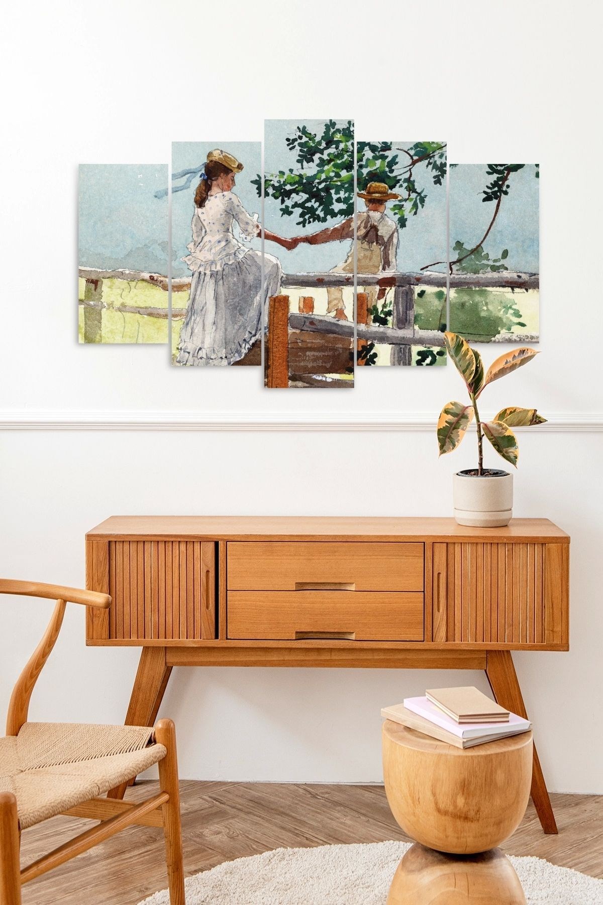 İnsan Manzarası 5 Parçalı Mdf Tablo 60 x 100