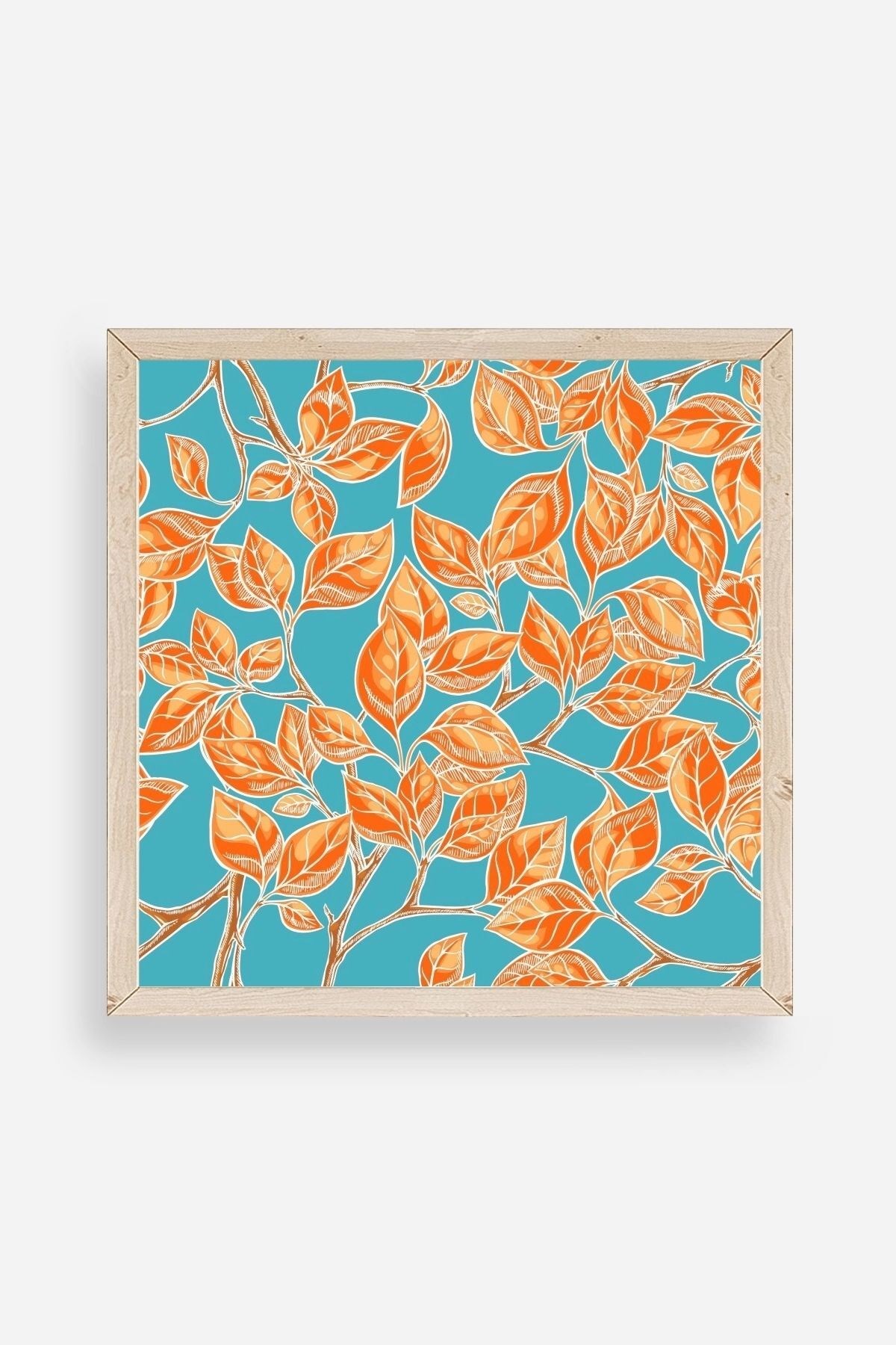 Yaprak Ahşap Çerçeveli Tablo 50 x 50