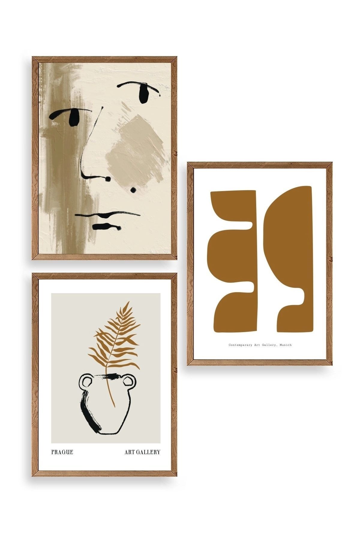 Modern Üçlü Ahşap Çerçeveli Tablo 30 x 40