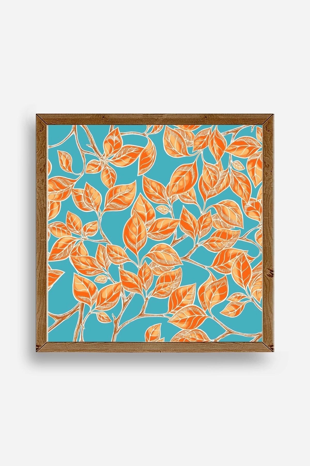 Yaprak Ahşap Çerçeveli Tablo 23 x 23