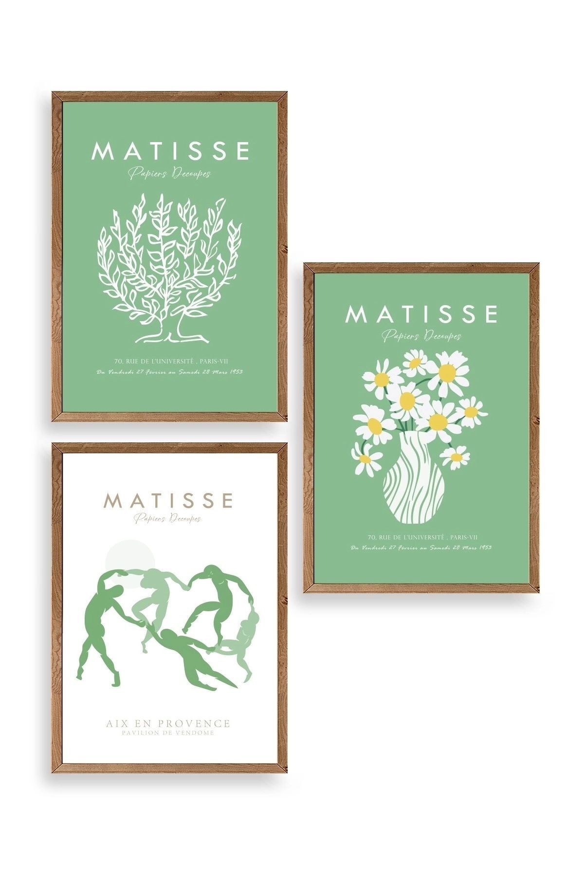 Matisse Üçlü Ahşap Çerçeveli Tablo 50 x 70