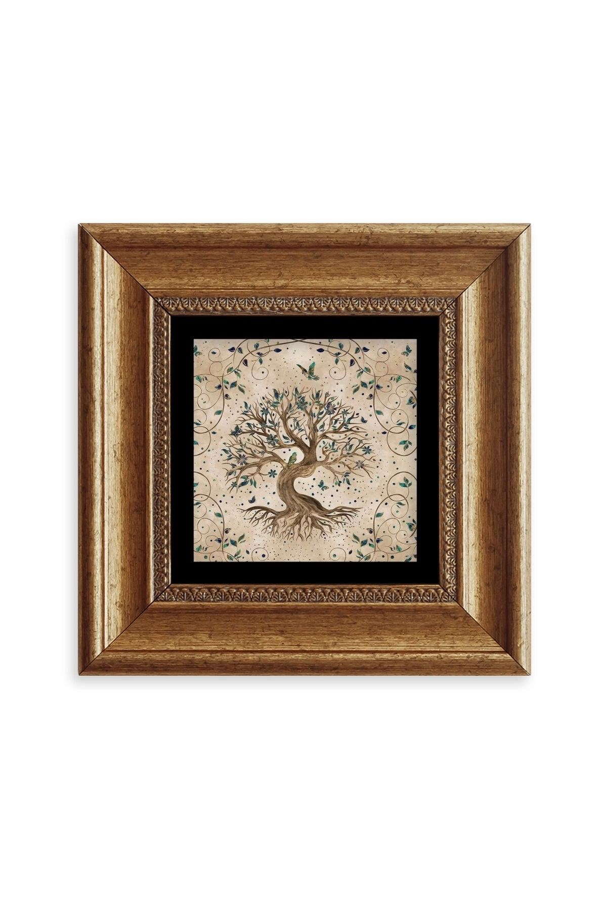 Hayat Ağacı Çerçeveli Taş Tablo 20 cm
