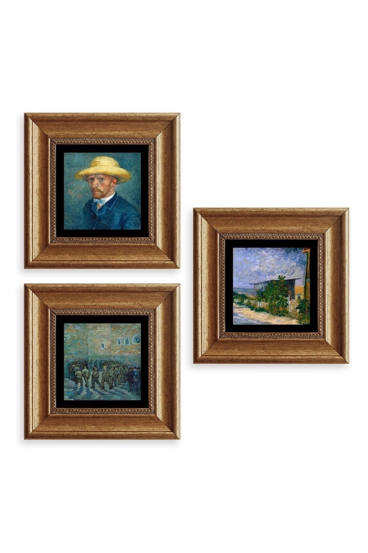 Van Gogh 3 lü Set Çerçeveli Taş Tablo 20 cm