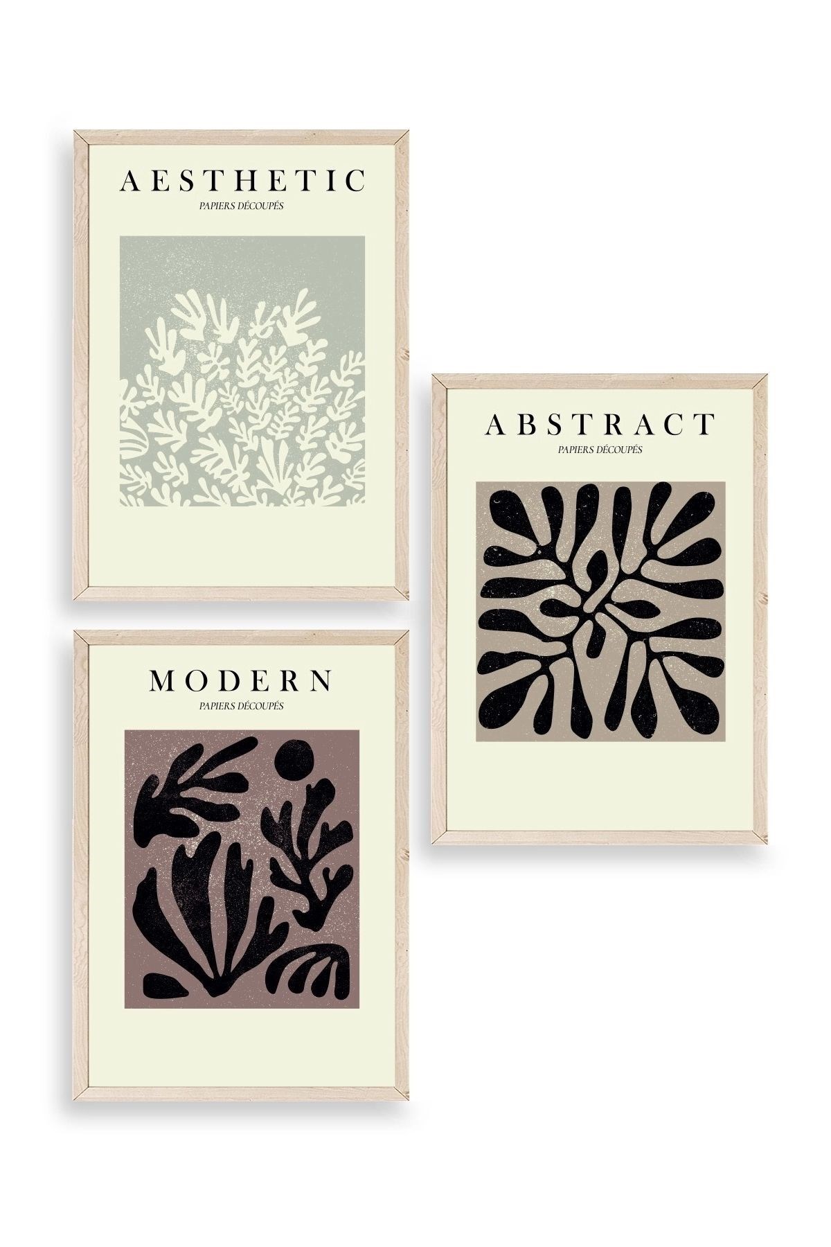 Modern Üçlü Ahşap Çerçeveli Tablo 50 x 70