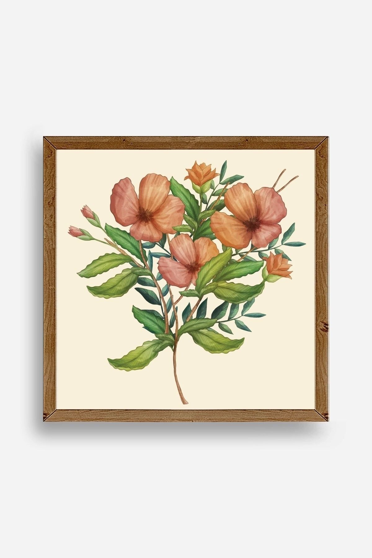 Çiçek Ahşap Çerçeveli Tablo 50 x 50