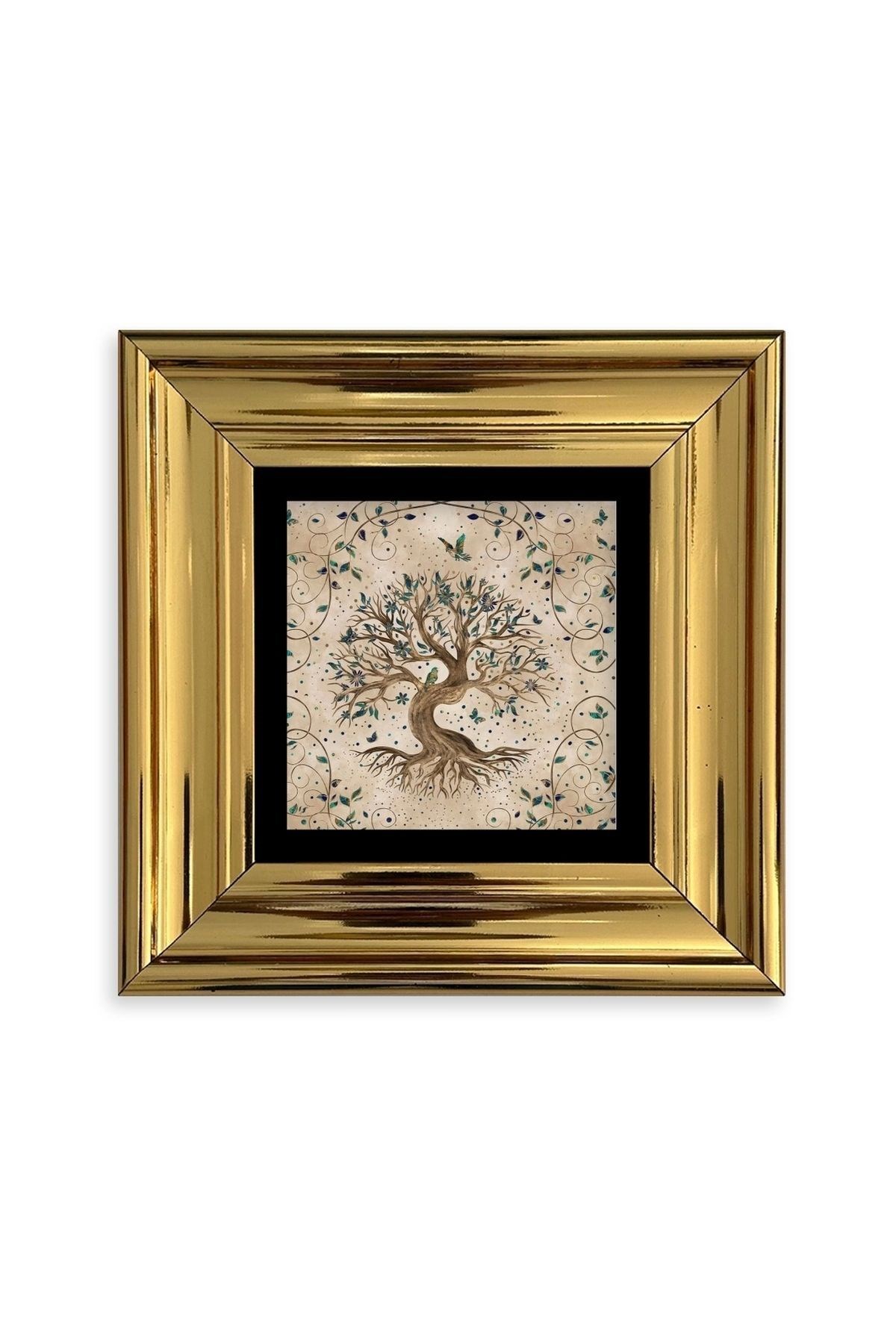 Hayat Ağacı Çerçeveli Taş Tablo 20 cm
