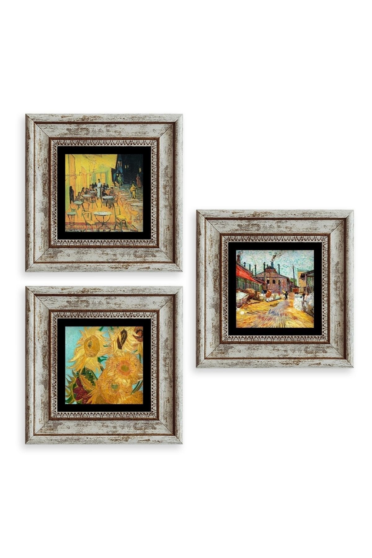 Van Gogh 3 lü Set Çerçeveli Taş Tablo 20 cm