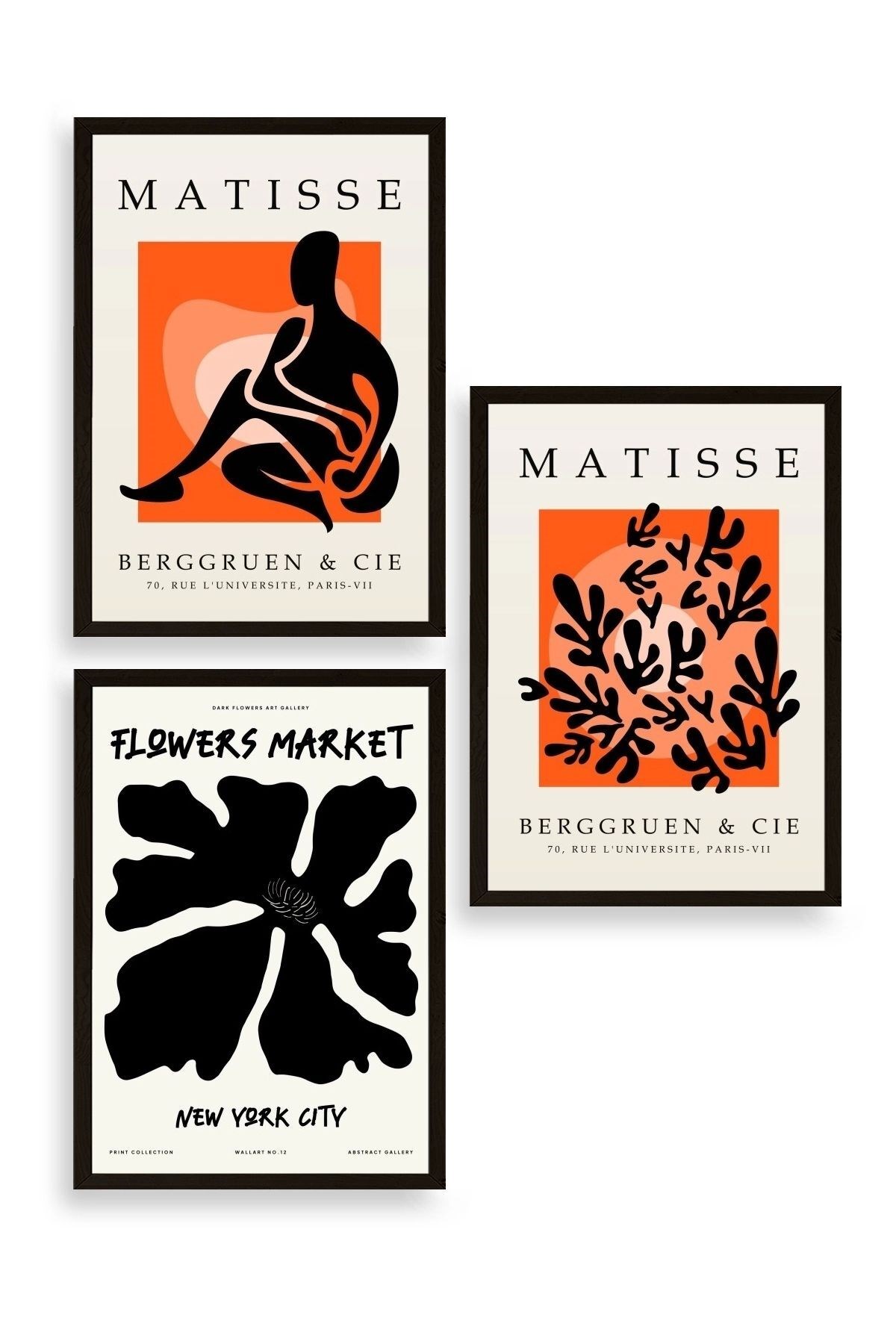 Matisse Üçlü Ahşap Çerçeveli Tablo 30 x 40