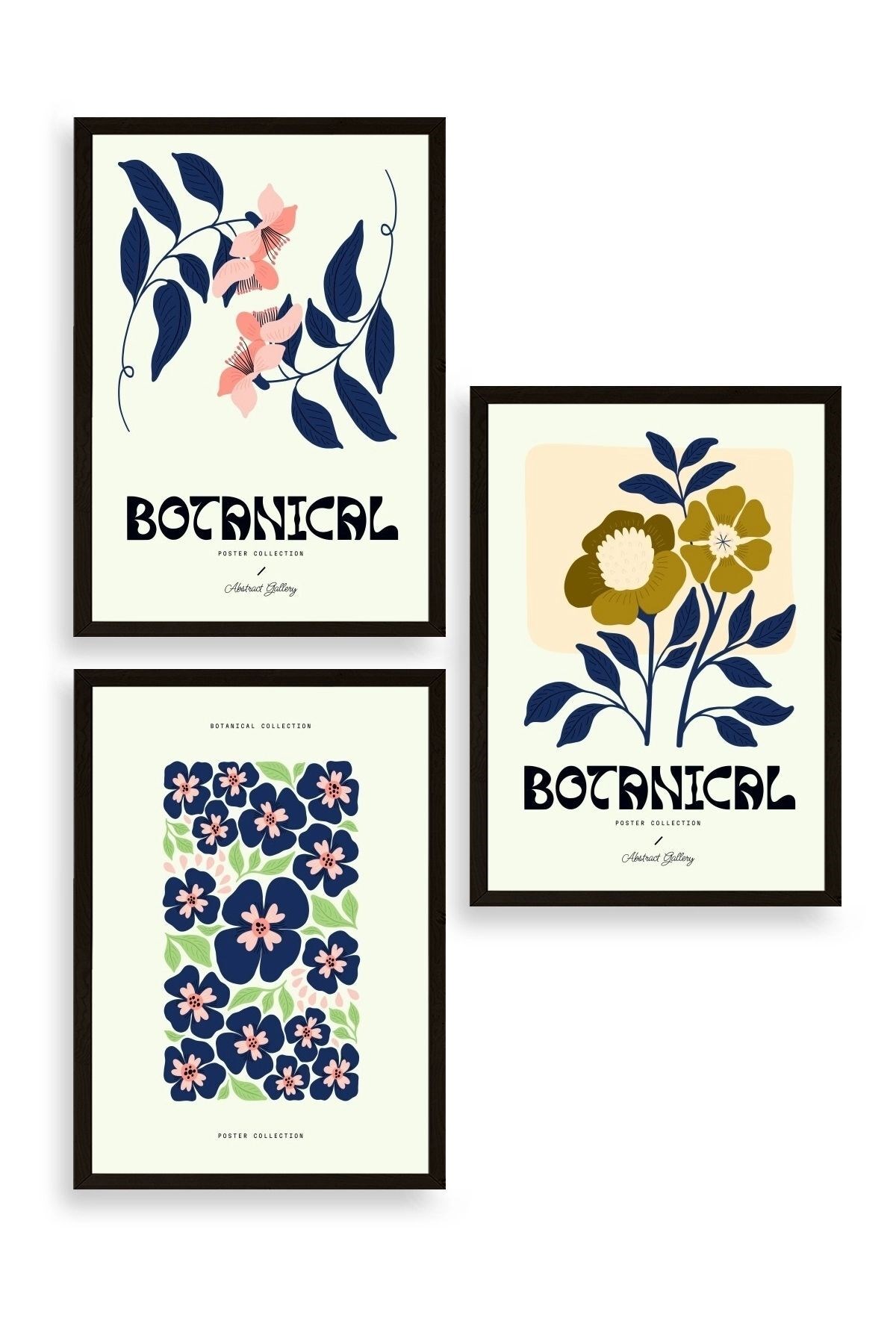 Botanik Üçlü Ahşap Çerçeveli Tablo 23 x 30