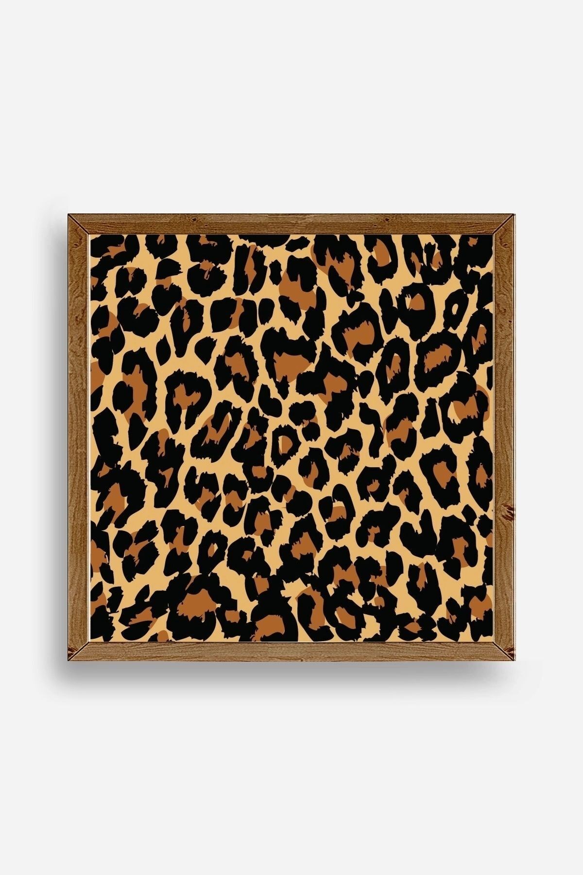 Leopar Deseni Ahşap Çerçeveli Tablo 50 x 50