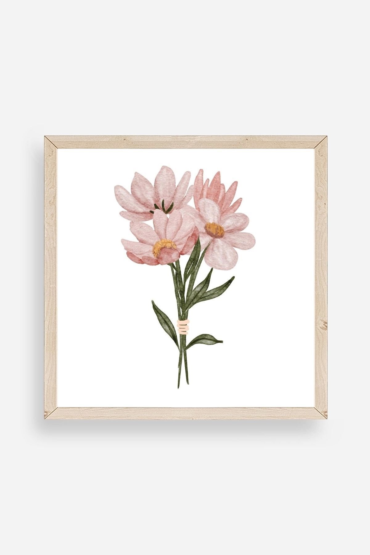 Çiçek Ahşap Çerçeveli Tablo 50 x 50