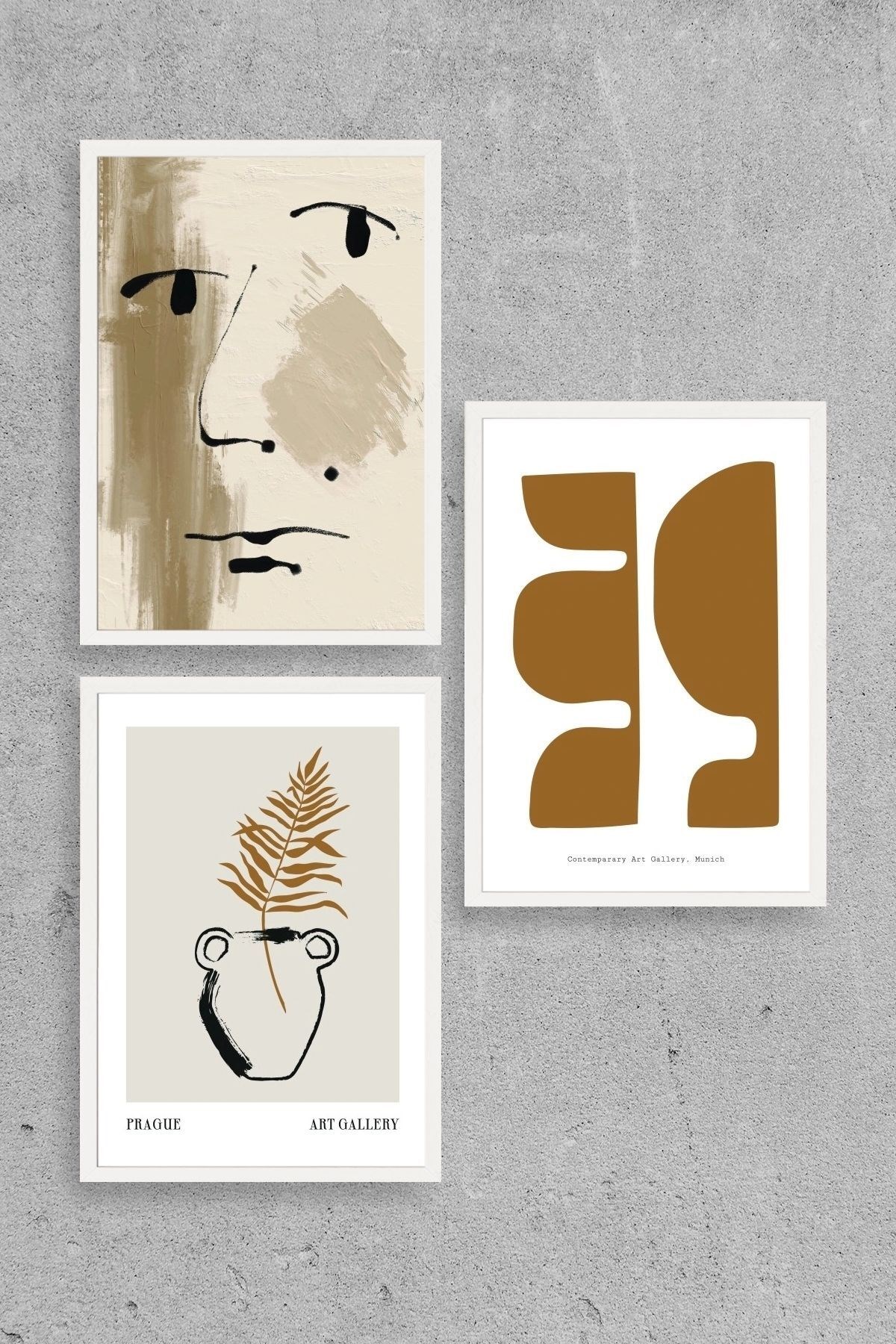 Modern Üçlü Ahşap Çerçeveli Tablo 23 x 30