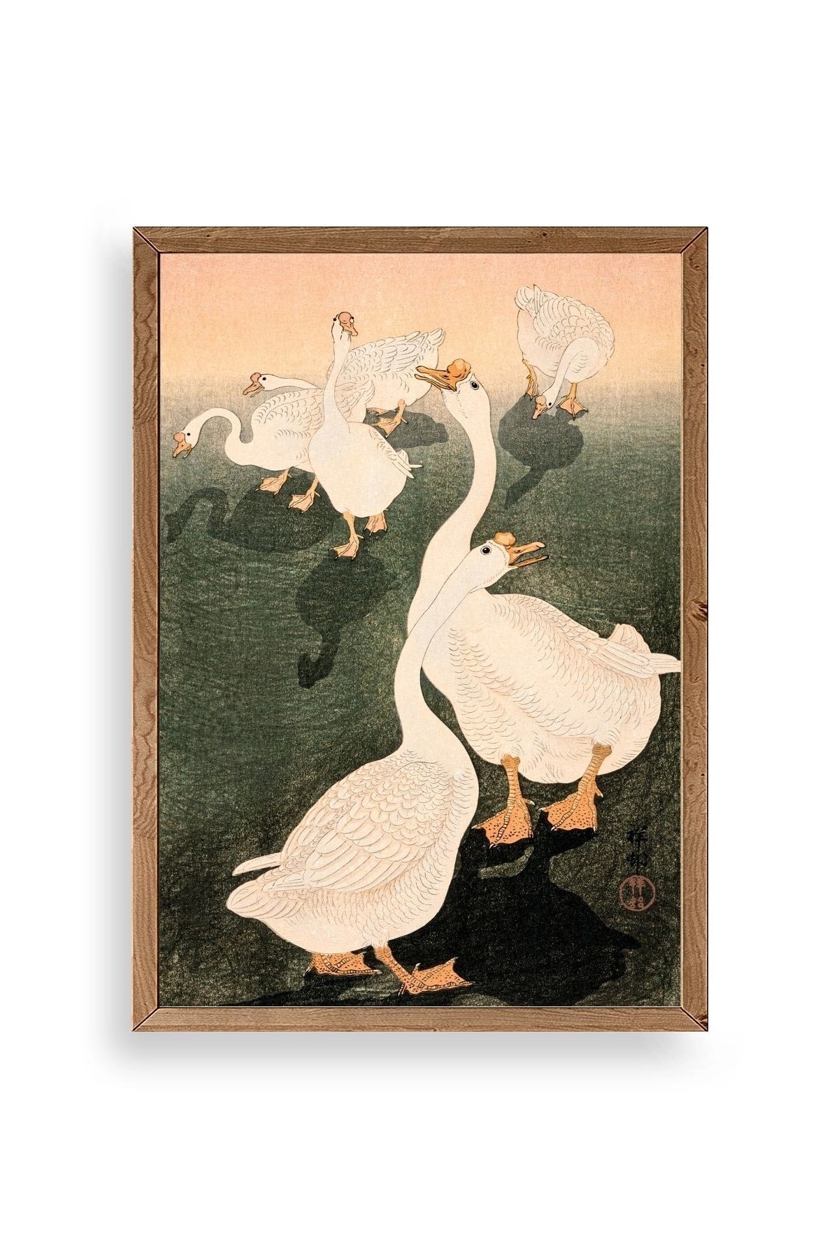 Kuğular Ahşap Çerçeveli Tablo 30 x 42