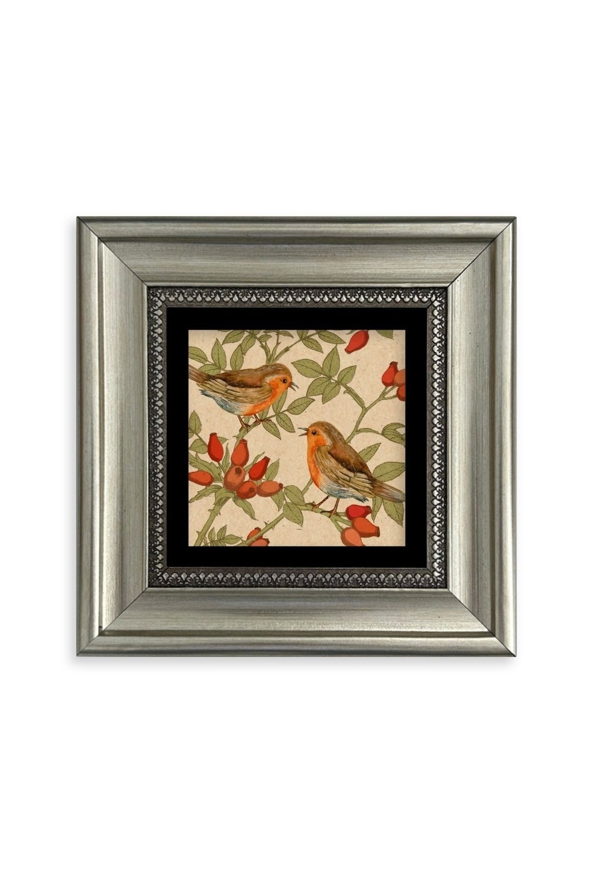 Kuşlar Çerçeveli Taş Tablo 20 cm