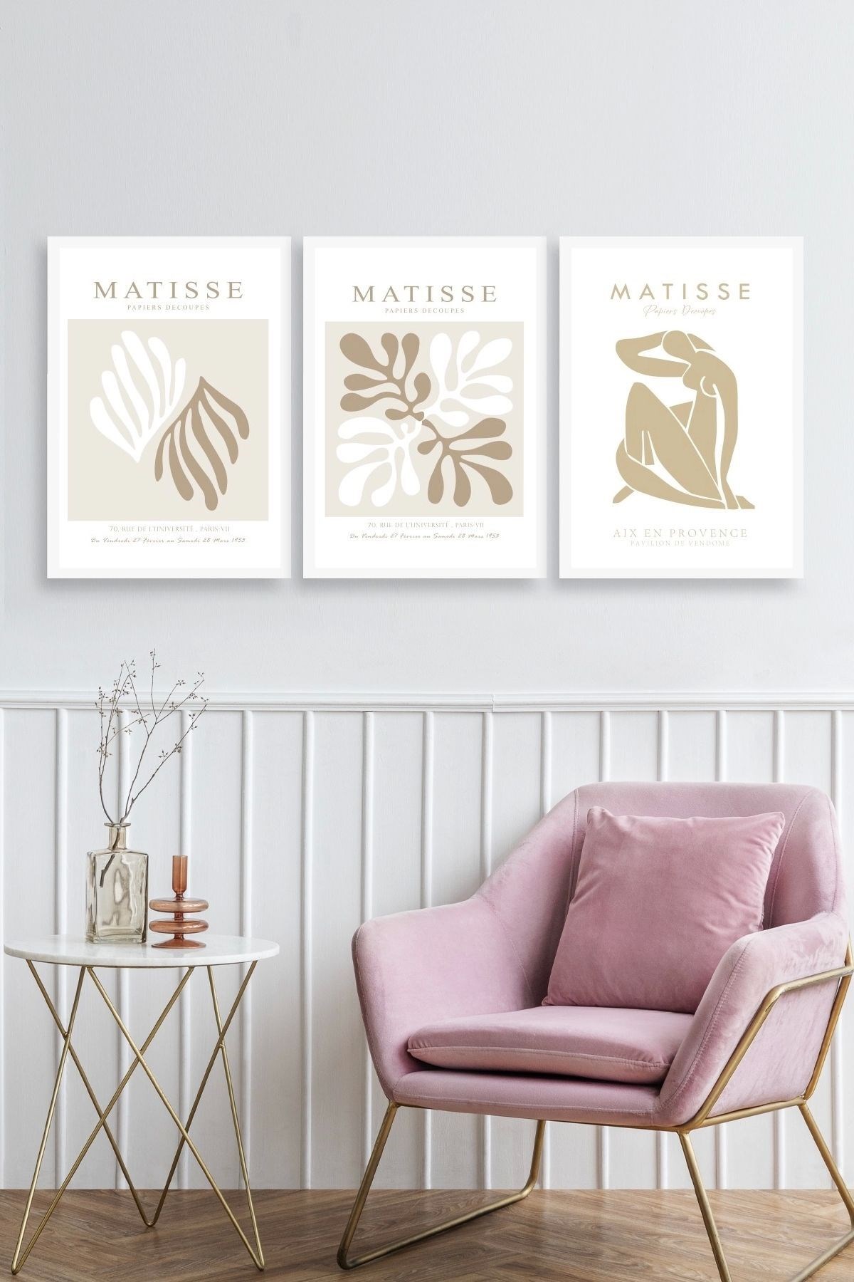 Matisse Üçlü Ahşap Çerçeveli Tablo 40 x 60