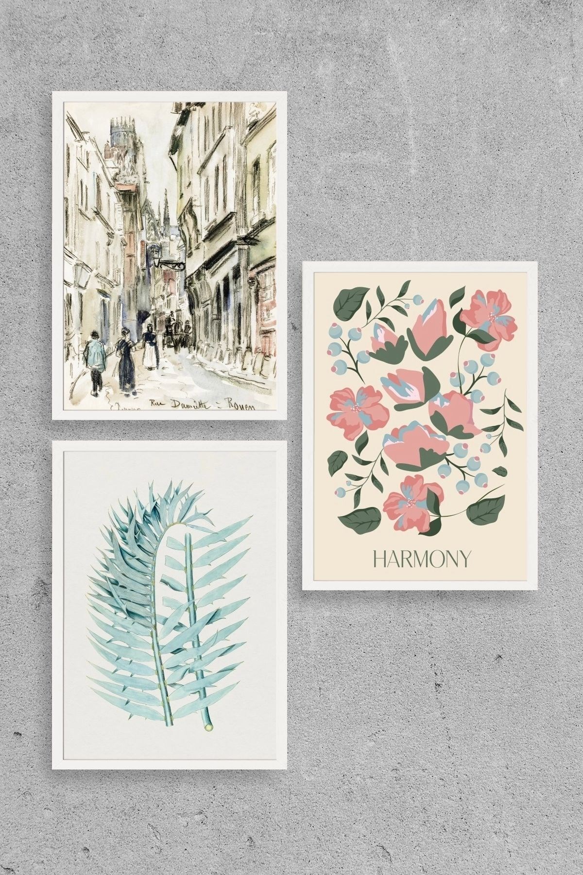 Harmony Üçlü Ahşap Çerçeveli Tablo 50 x 70