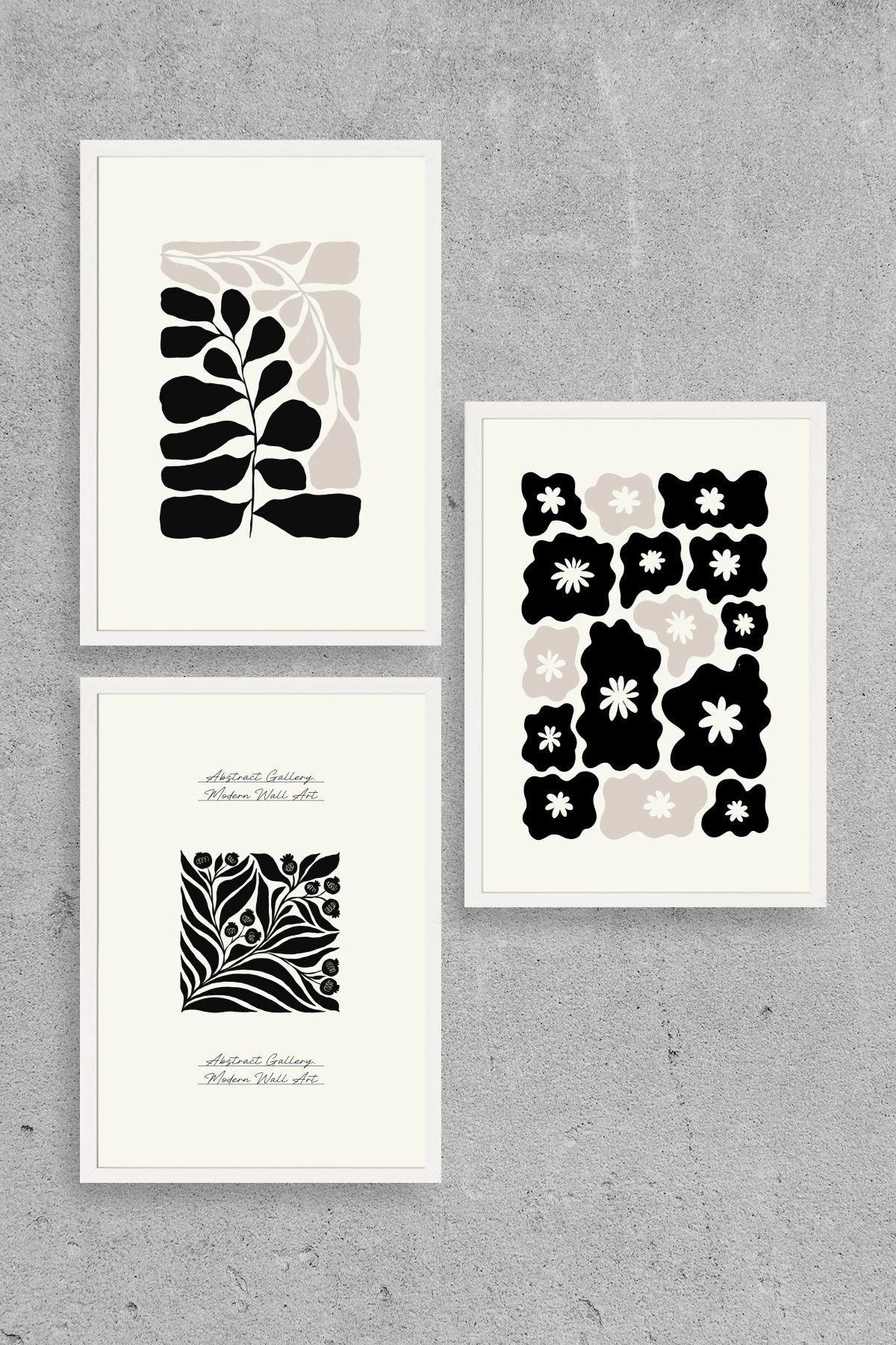 Modern Üçlü Ahşap Çerçeveli Tablo 50 x 70