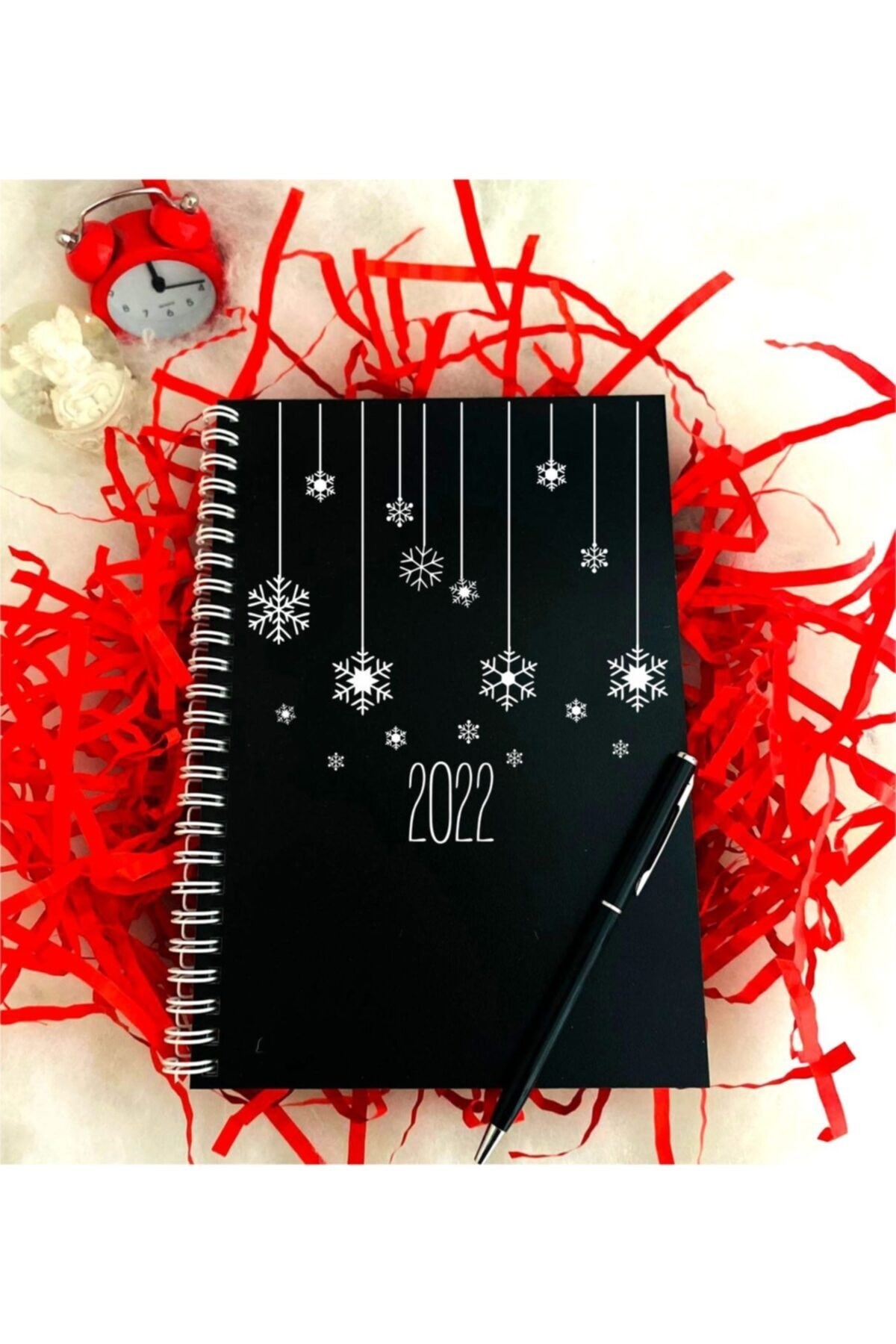 Yeni Yıl Ahşap Kar Taneleri Defter Kalem Seti