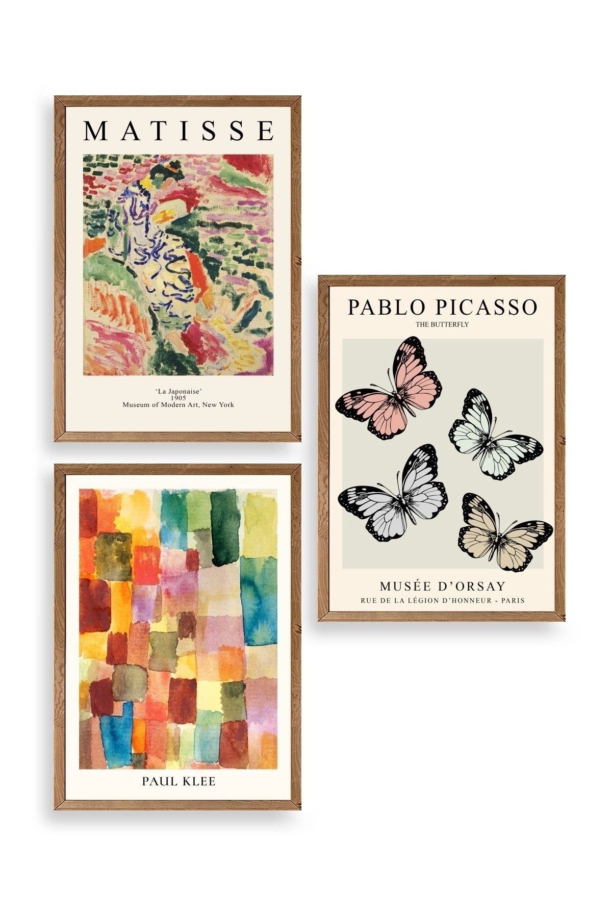 Matisse Üçlü Ahşap Çerçeveli Tablo 50 x 70