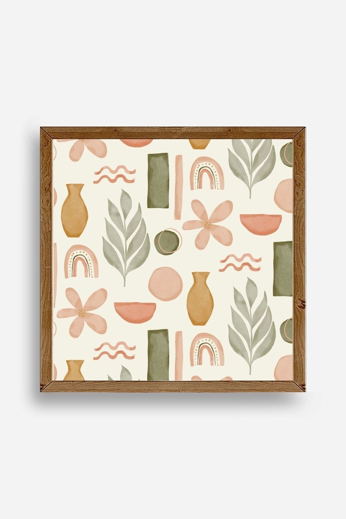 Yaprak Ahşap Çerçeveli Tablo 50 x 50