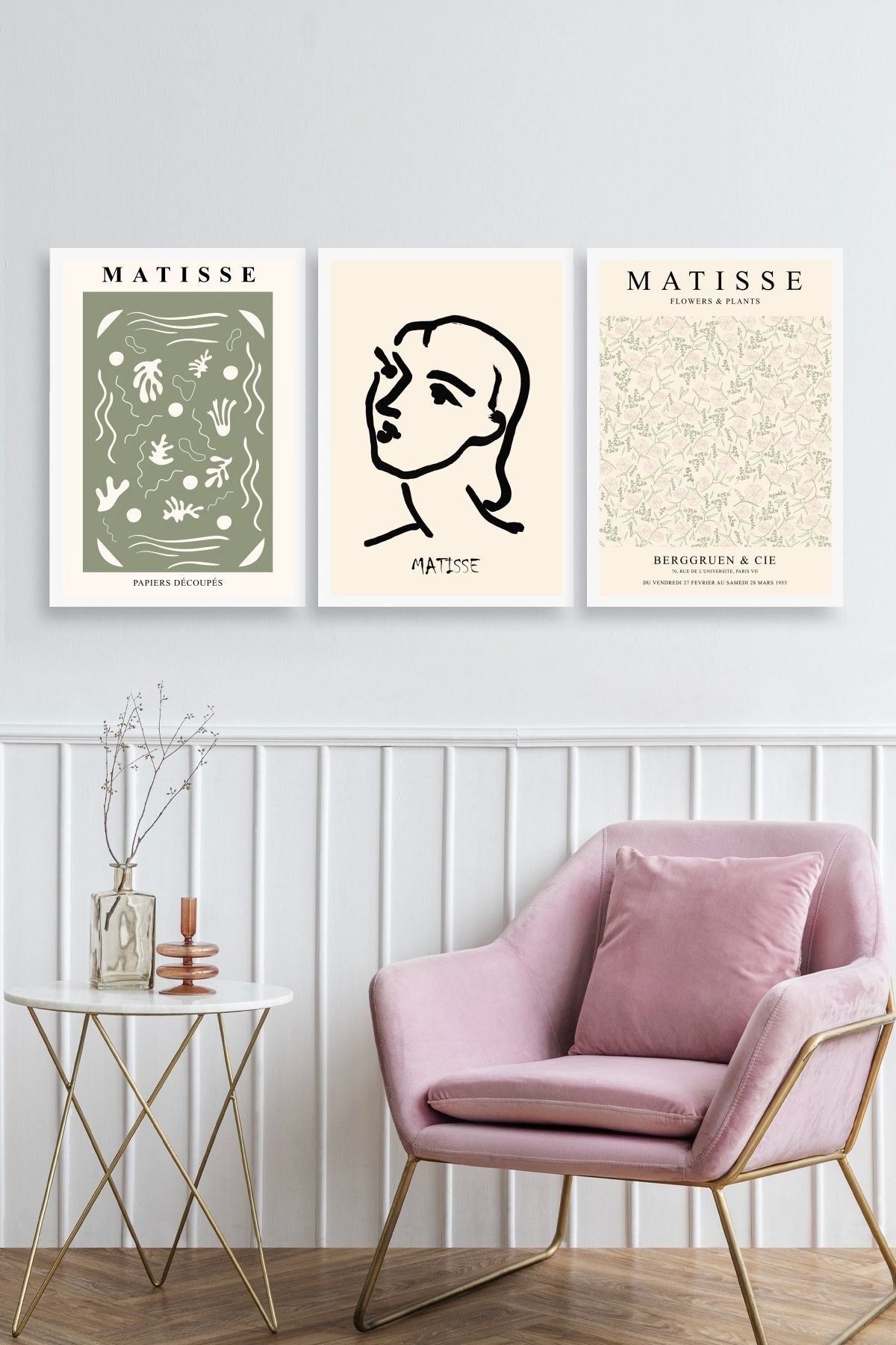 Matisse Üçlü Ahşap Çerçeveli Tablo 30 x 40