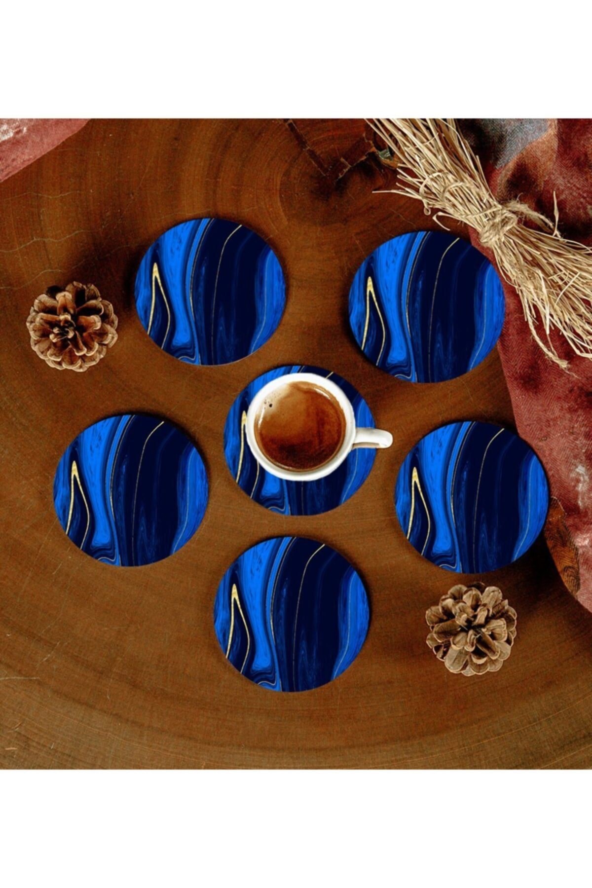 6 Adet Desenli Mdf Bardak Altlığı