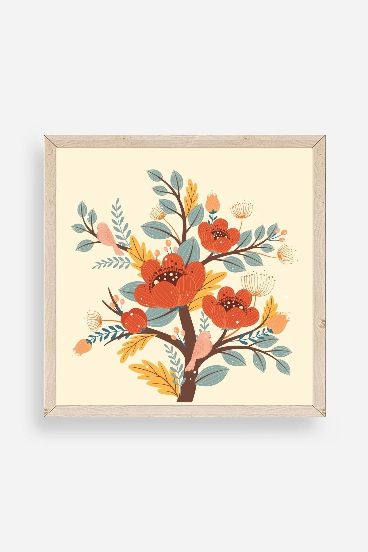 Çiçek Ahşap Çerçeveli Tablo 42 x 42