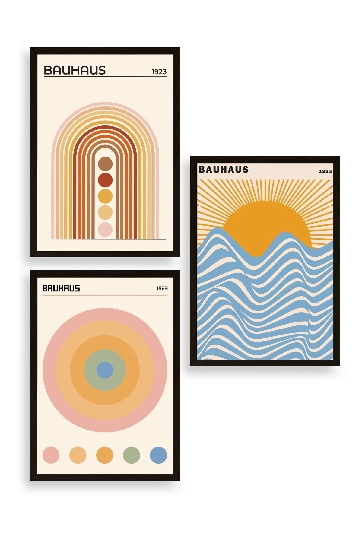 Bauhaus Üçlü Ahşap Çerçeveli Tablo 23 x 30