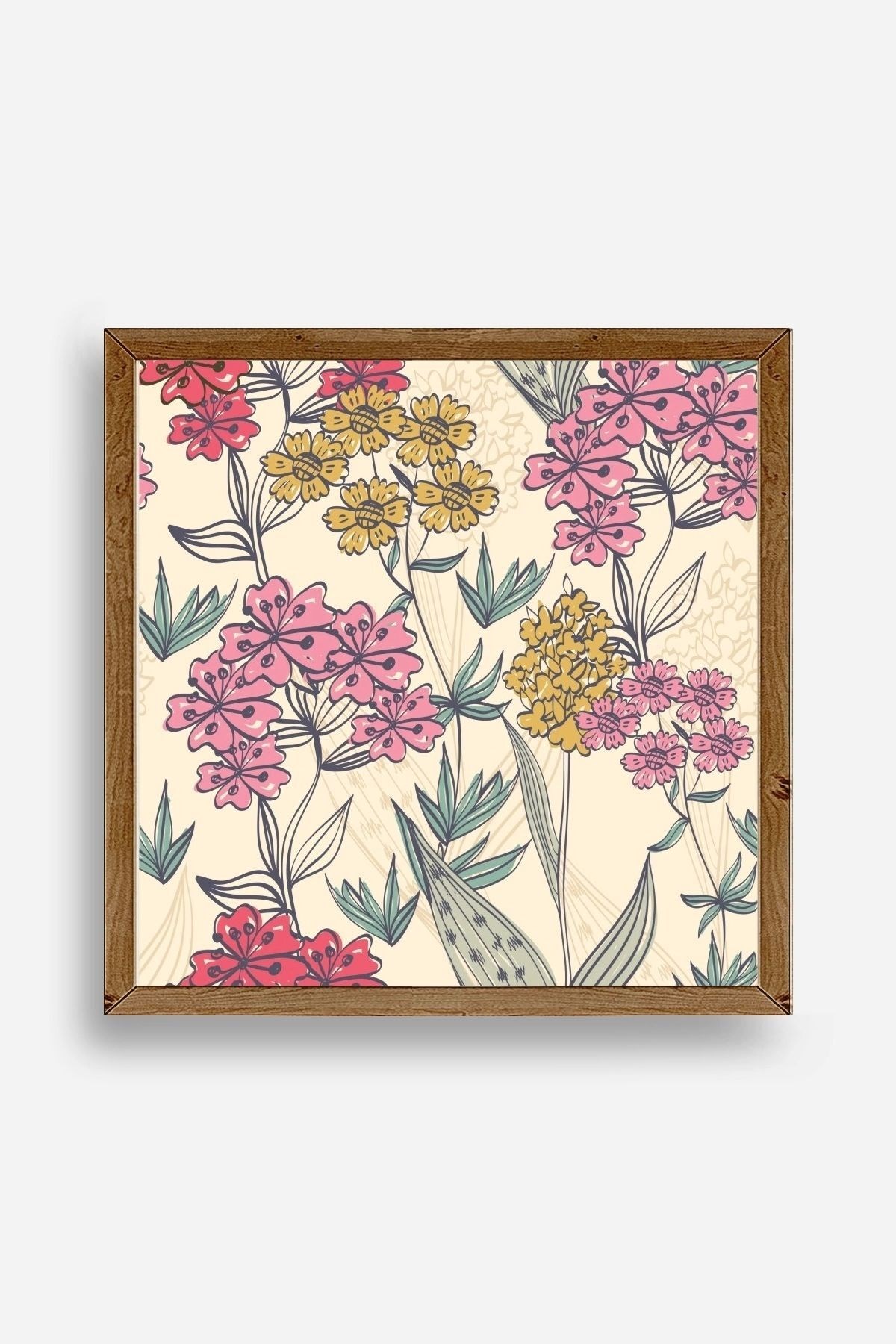 Çiçekler Ahşap Çerçeveli Tablo 23 x 23