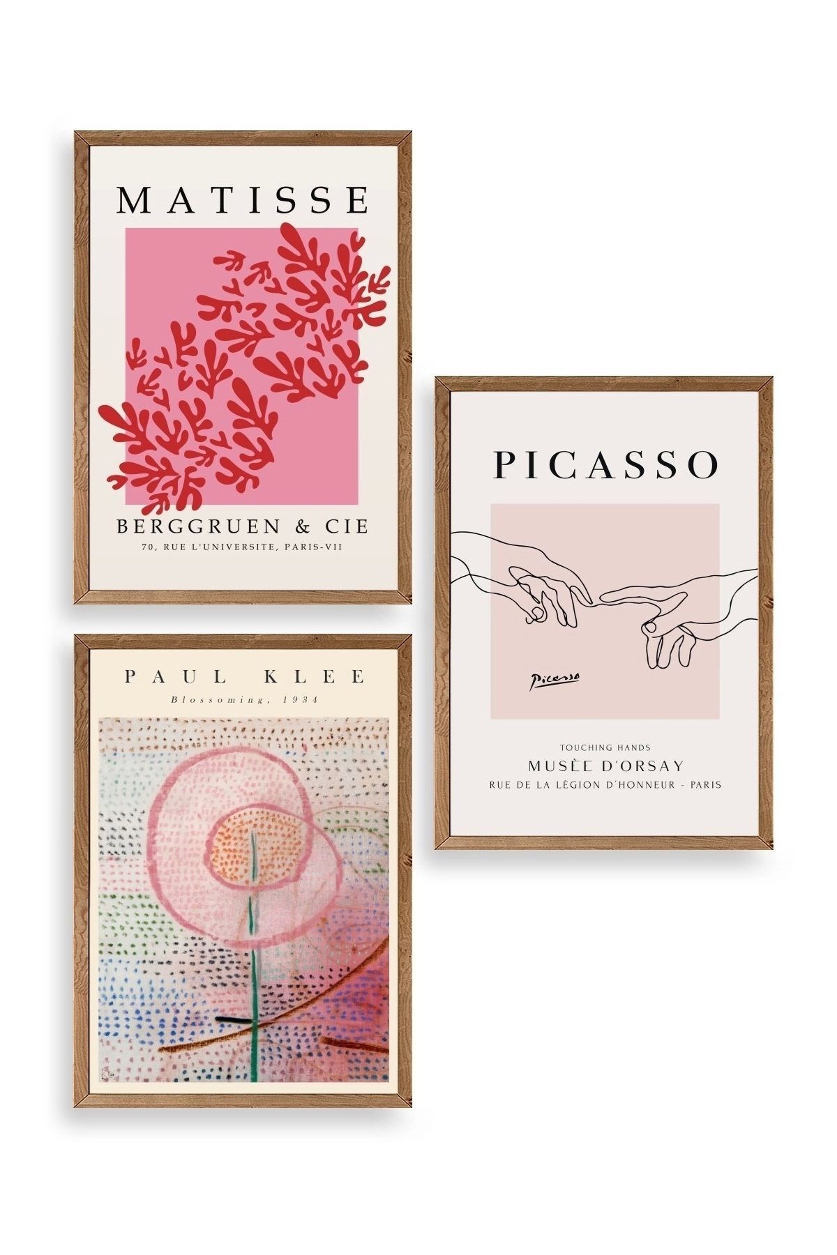 Ünlü Tablolar Üçlü Ahşap Çerçeveli Tablo 50 x 70