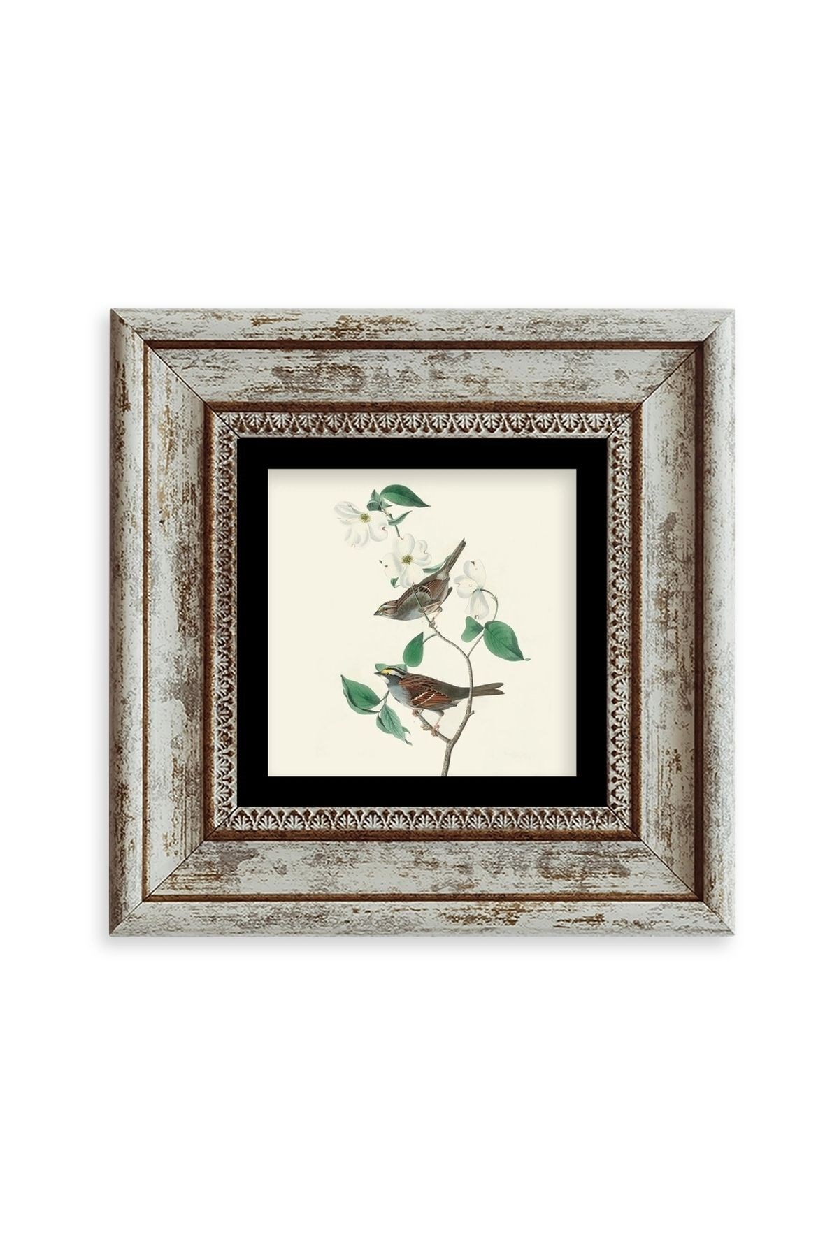 Kuşlar ve Ağaç Çerçeveli Taş Tablo 20 cm