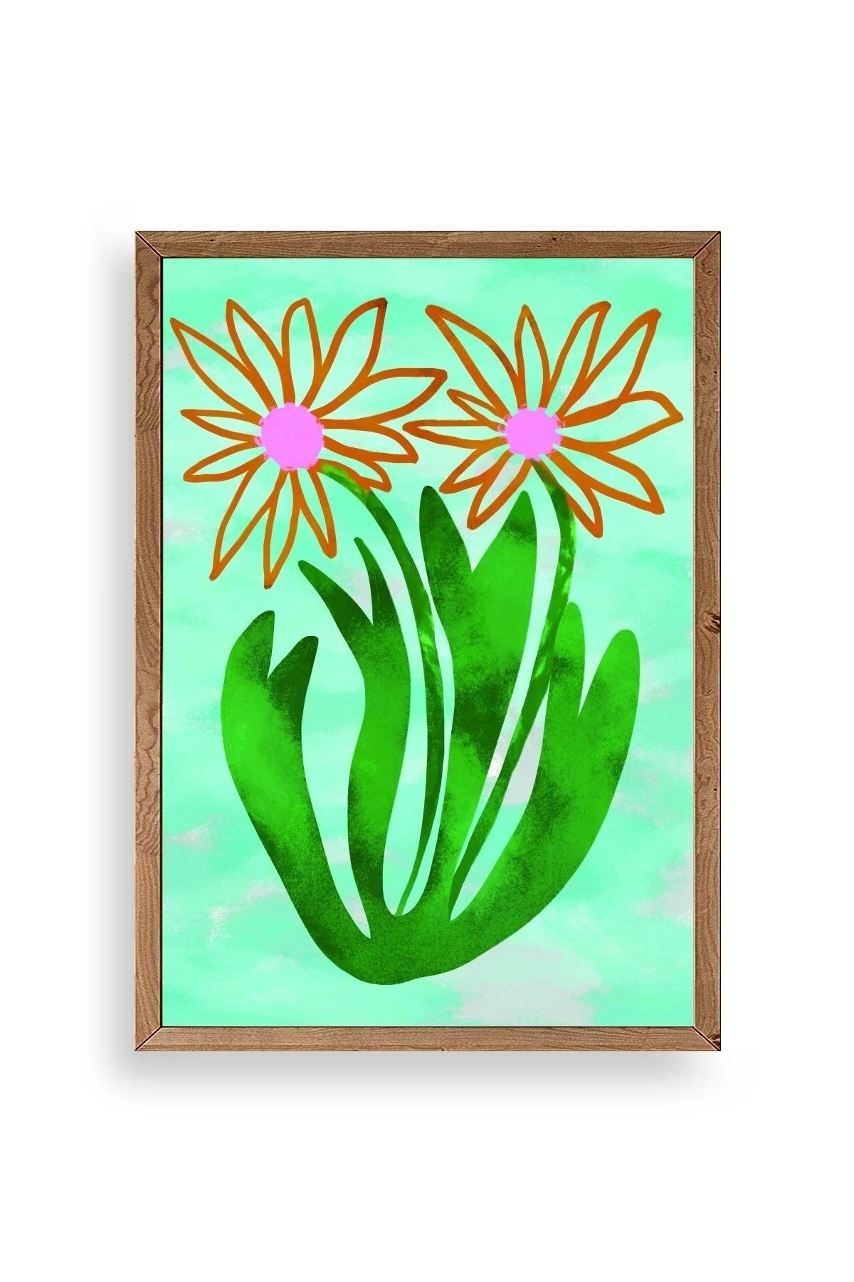 Çiçekler Ahşap Çerçeveli Tablo 50 x 70