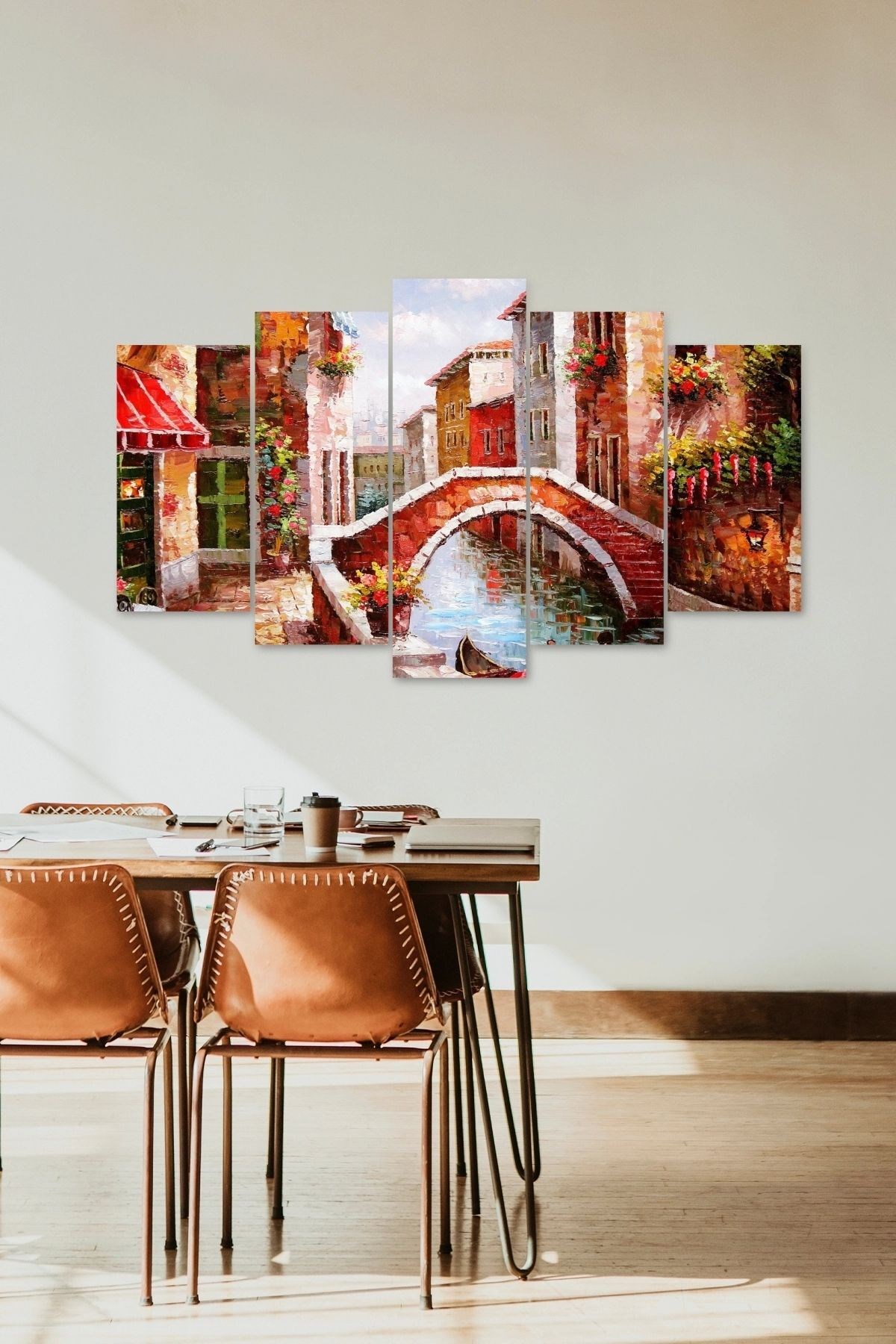 Şehir Manzarası 5 Parçalı Mdf Tablo 60 x 100