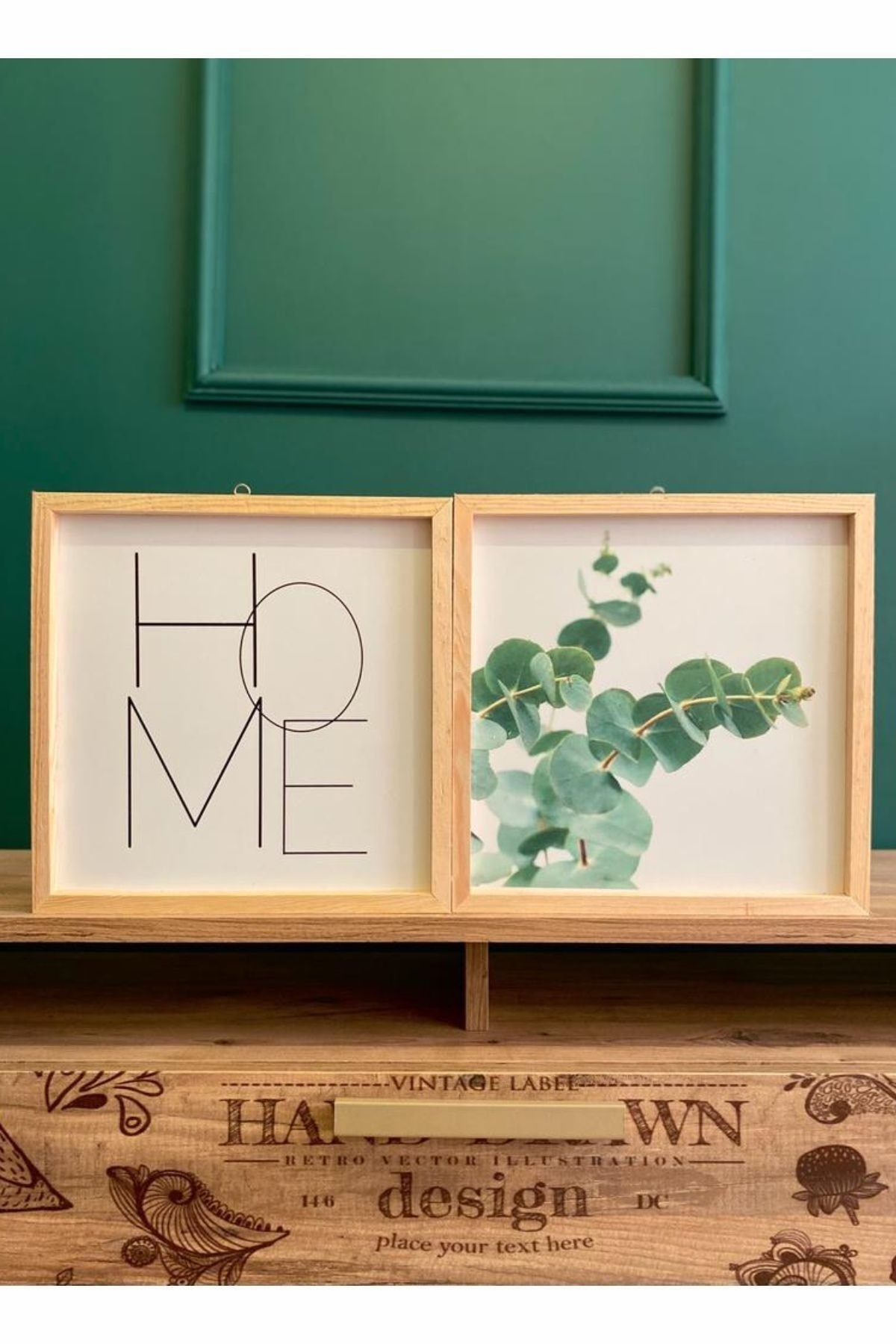 Oturma Odası Okaliptüs Home Ahşap Çerçeve Tablo