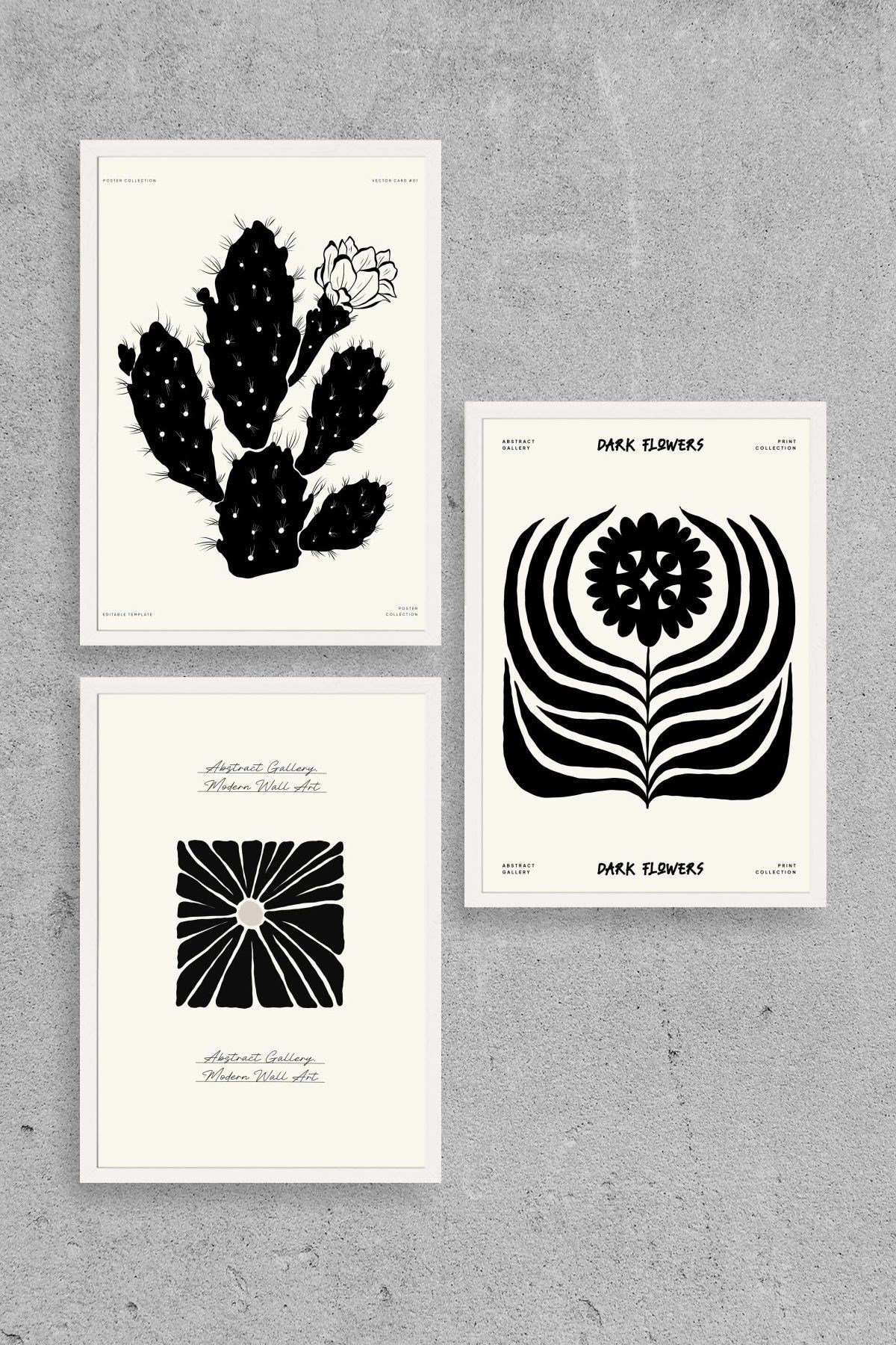 Modern Üçlü Ahşap Çerçeveli Tablo 23 x 30